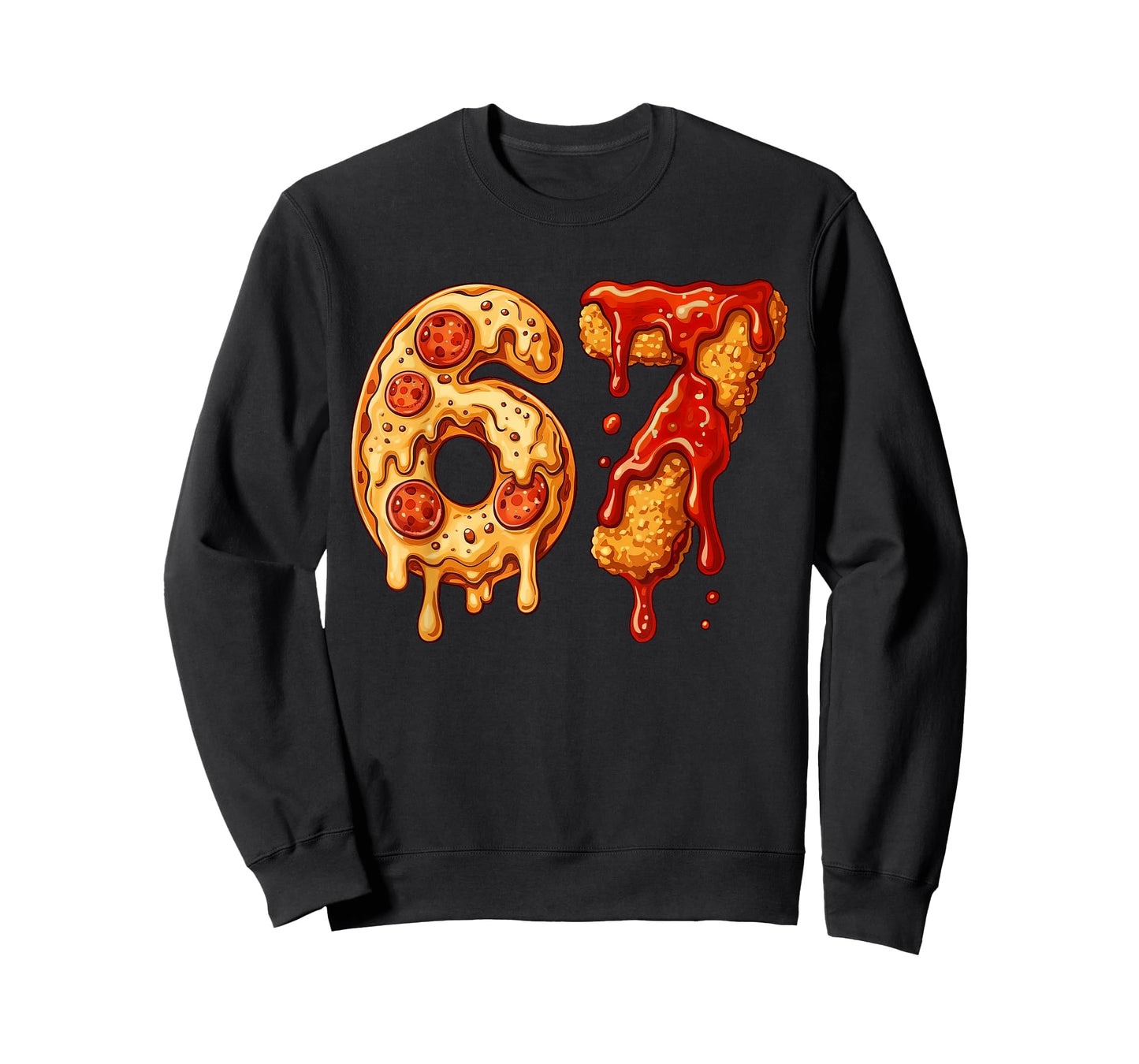 67 Six Seven 6-7 Pizza & Chicken Nugget - Kids Brainrot Meme T-Shirt