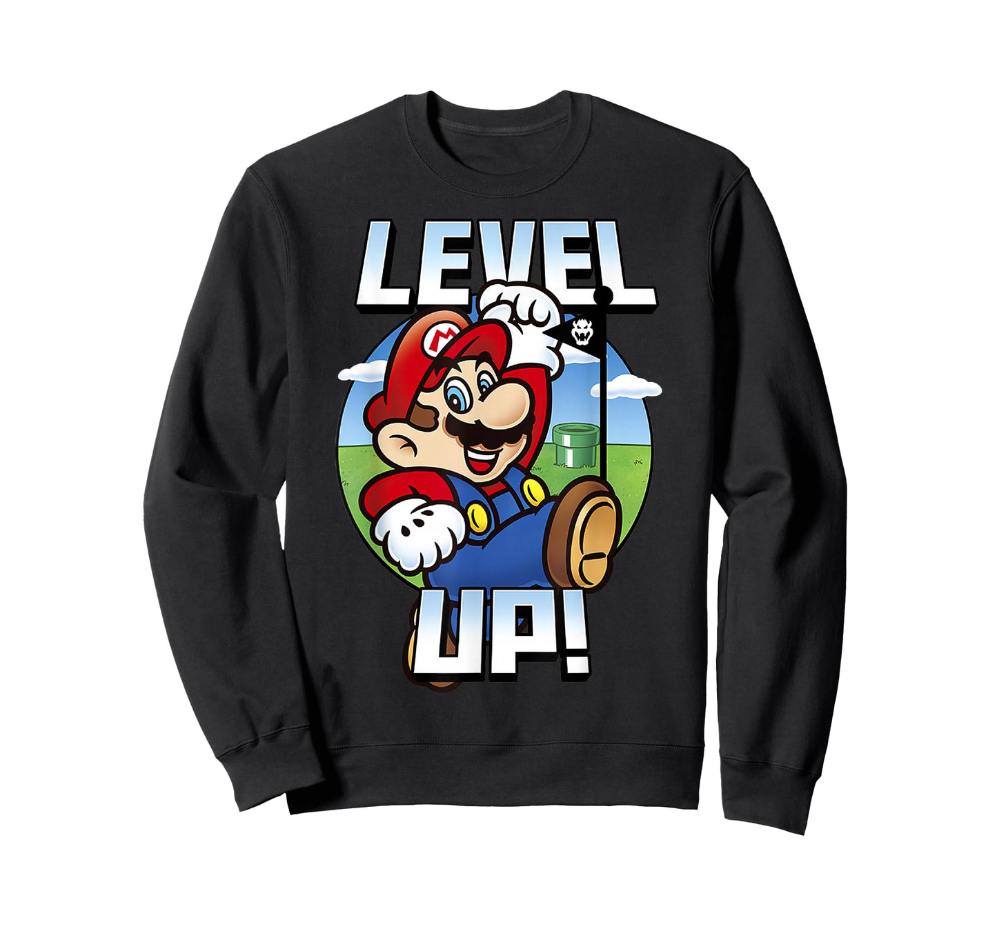 Super Mario Level Up Bowser Flag Portrait Graphic T-Shirt T-Shirt