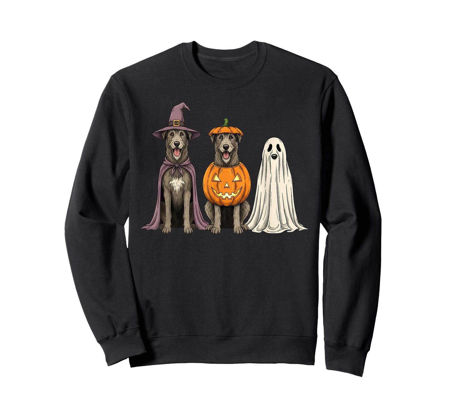 Spooky Ghost Irish Wolfhound Pumpkin Halloween Dog Lover T-Shirt