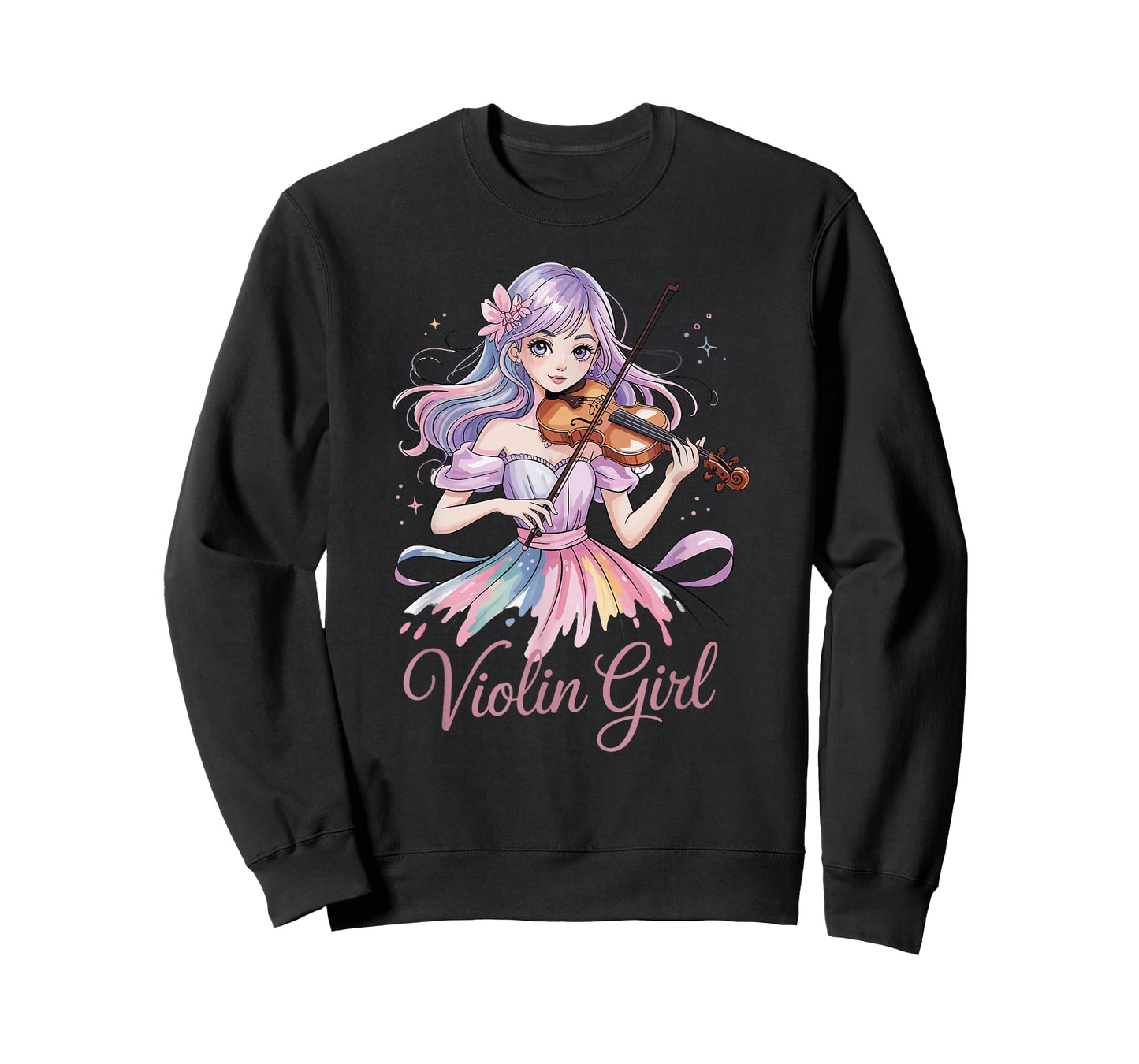 Violin Girl Magical Anime Watercolor Musical Instrument T-Shirt