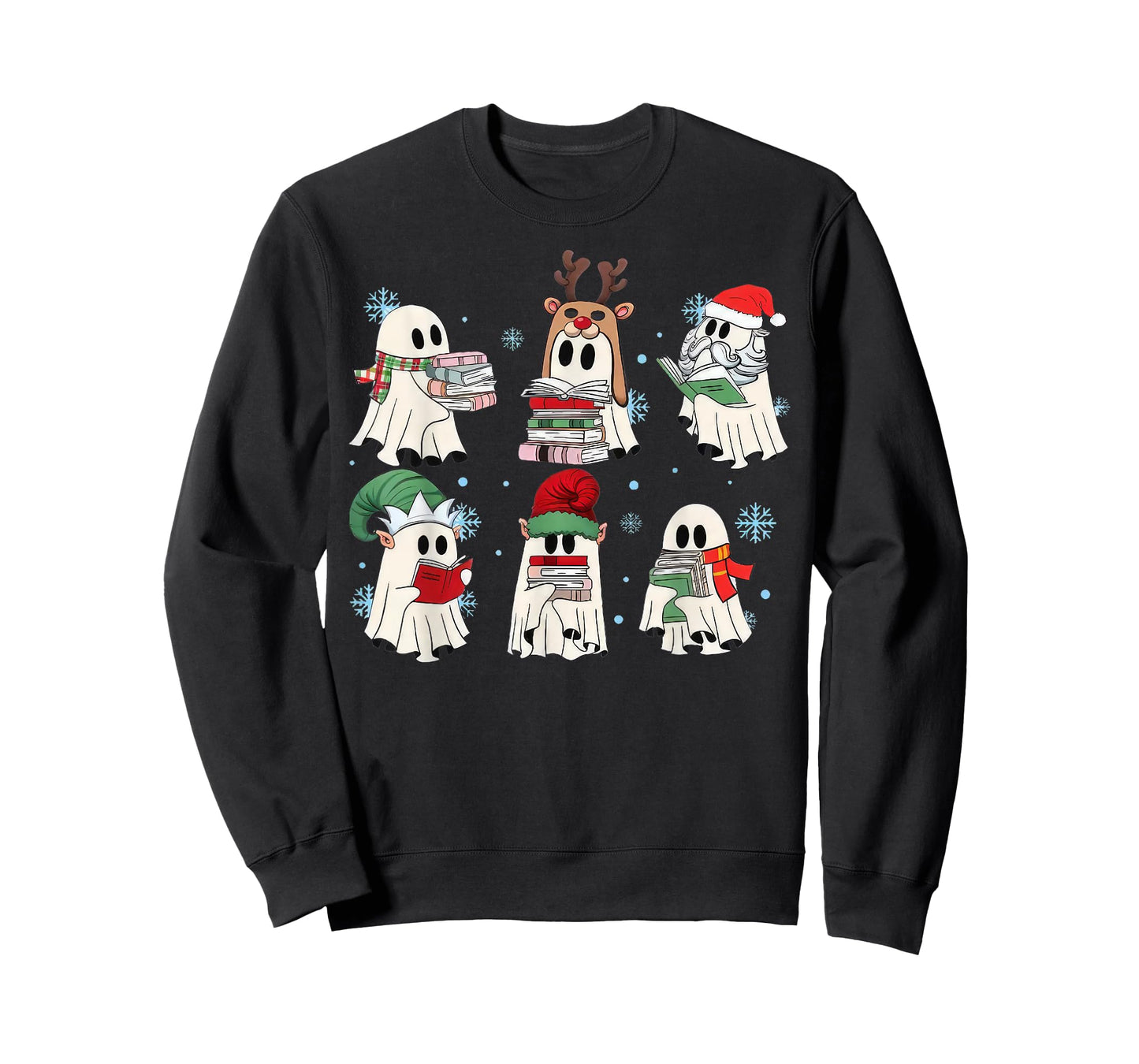 Ghost Santa Elf Squad Read Books Bookish Librarian Christmas T-Shirt