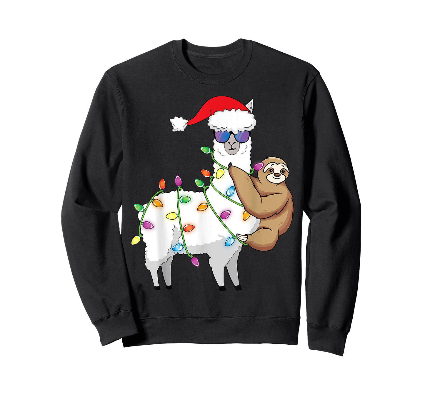 Santa Llama Xmas Funny LLama Sloth Christmas T-Shirt
