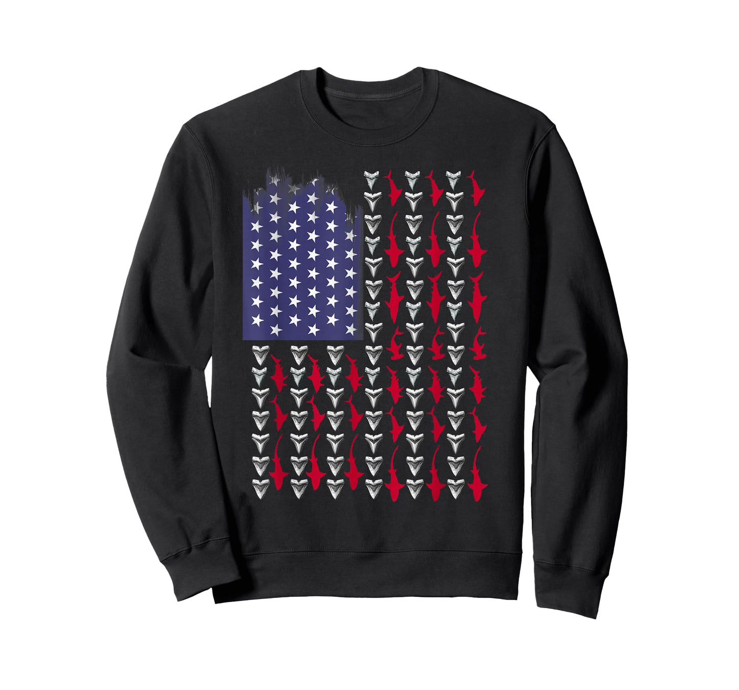 Sharks and Shark Teeth American Flag T-Shirt