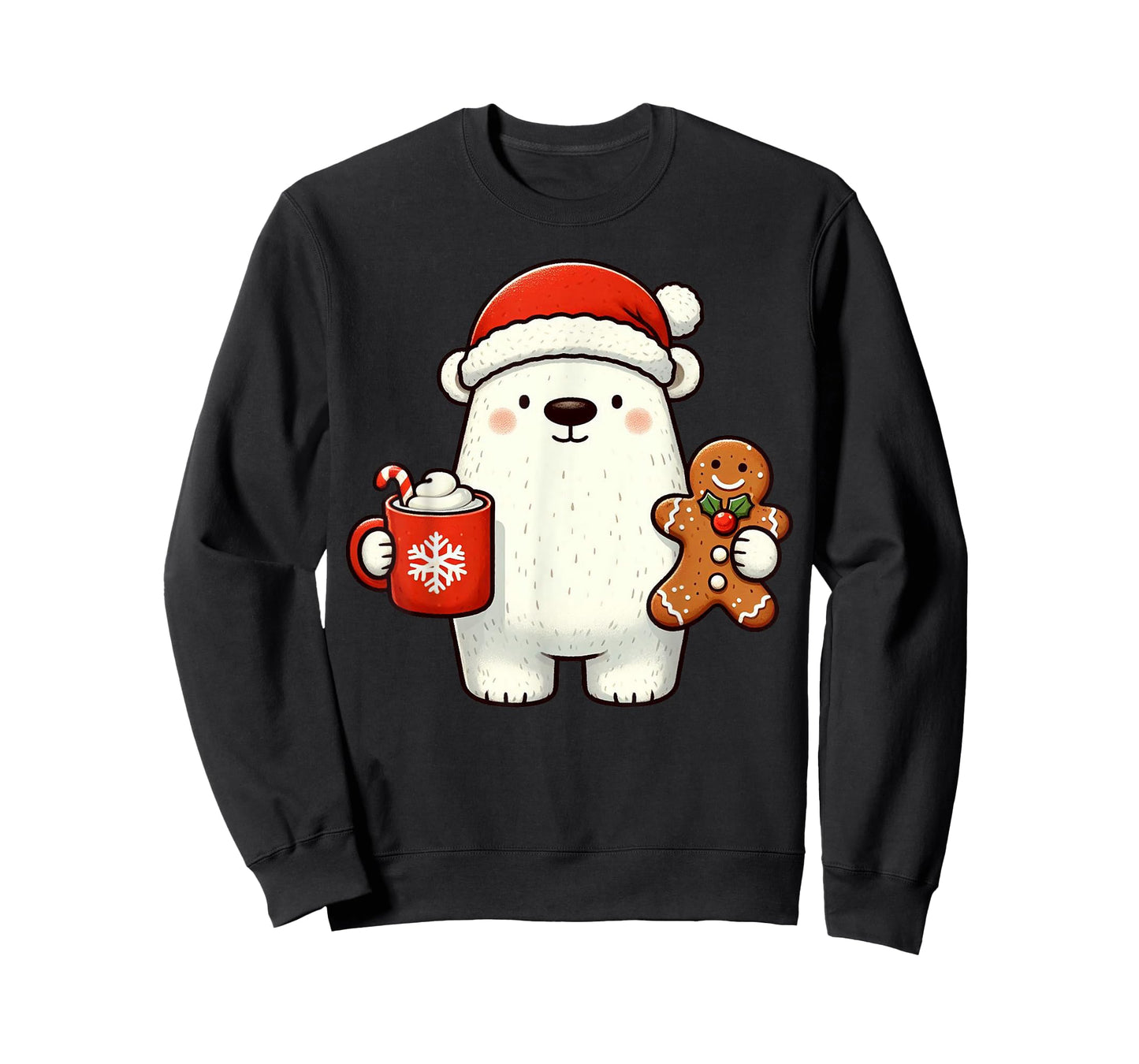 Polar Bear Santa Hat Christmas Holiday Xmas Coffee Cookies T-Shirt