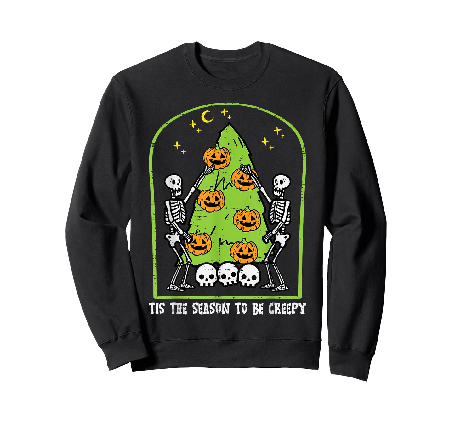 Skeletons Spooky Season Tree Pumpkin Retro VIntage Halloween T-Shirt