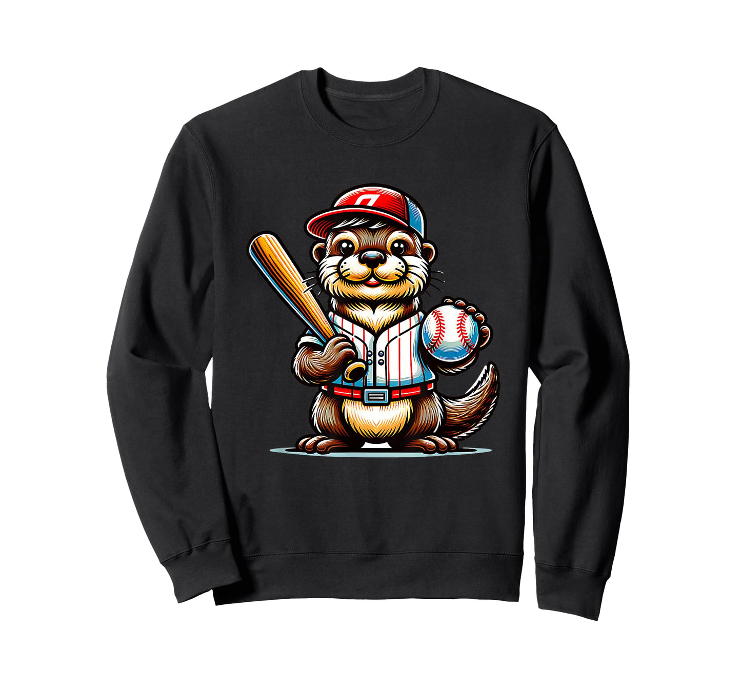 Baseball Otter Fun Player Sports Animal Theme For Everyone T-Shirt