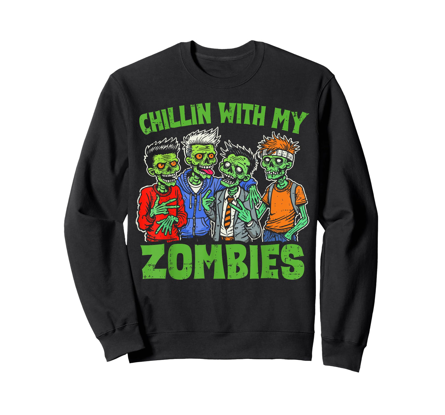 Chillin With My Zombies Halloween Funny Zombie Kids Boys T-Shirt