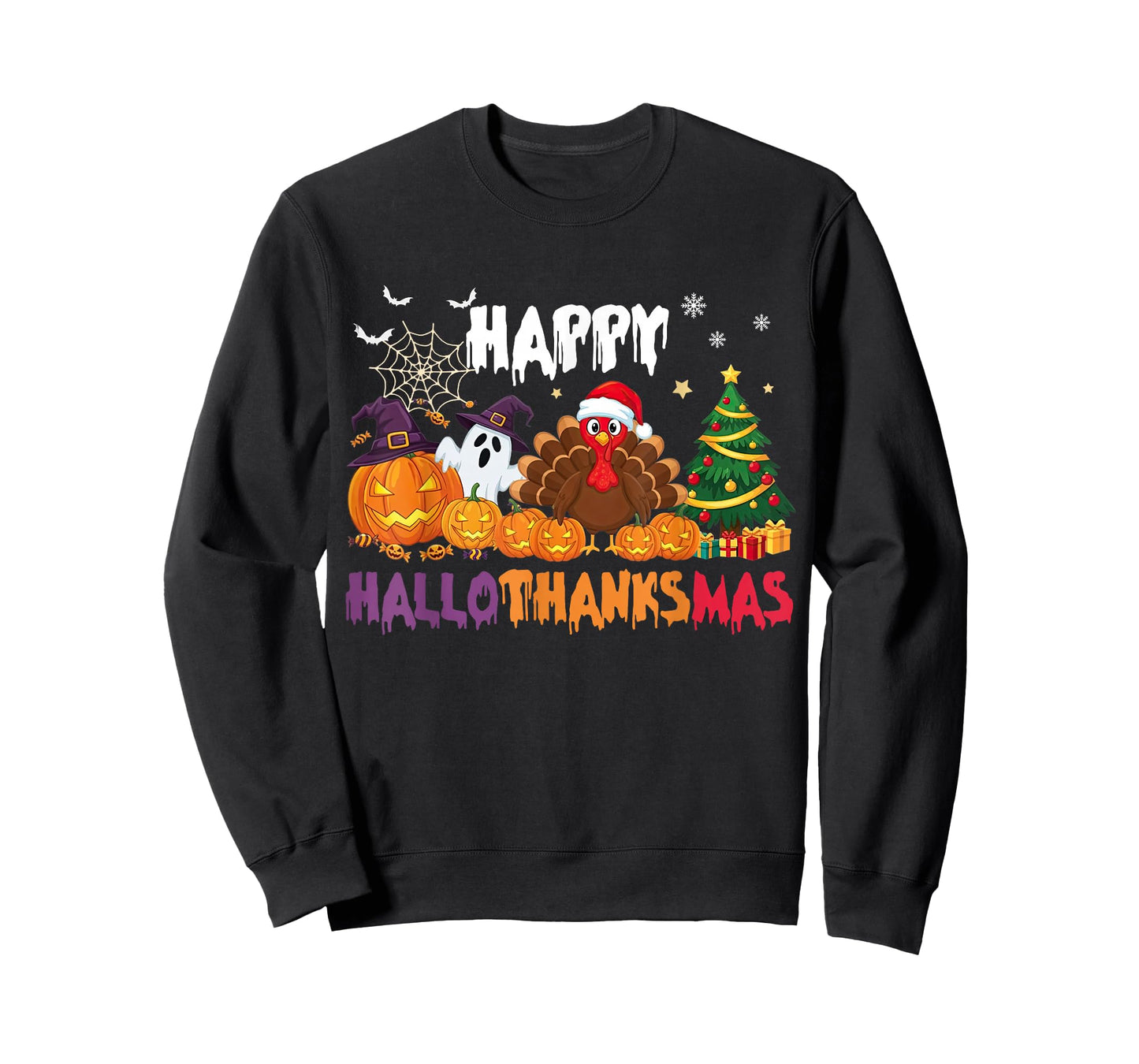 Happy HalloThanksMas Halloween Thanksgiving Christmas Season T-Shirt