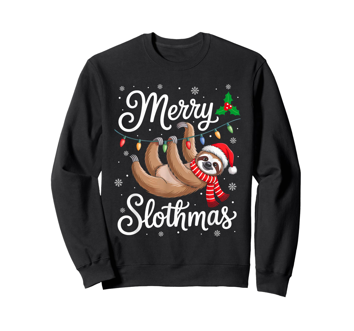 Merry Slothmas Christmas Sloth Santa Xmas Lights Sloth Lover T-Shirt