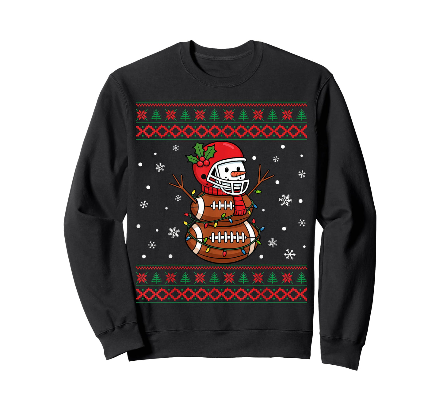 Merry Christmas Football Snowman Holiday Ugly Xmas Pajamas T-Shirt