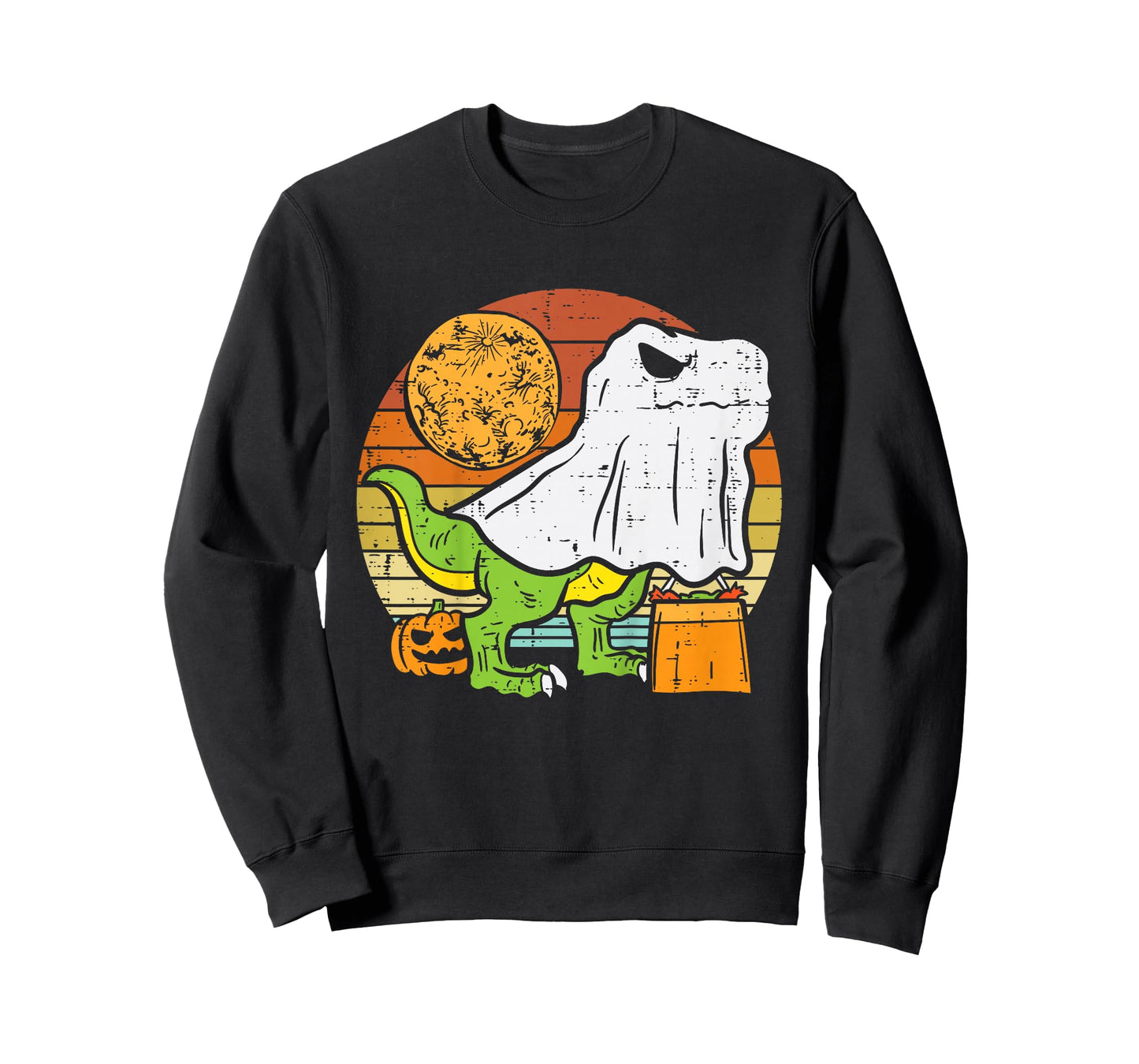 Kids Ghost Dinosaur Dino Trex Moon Candy Toddler Boys Halloween T-Shirt