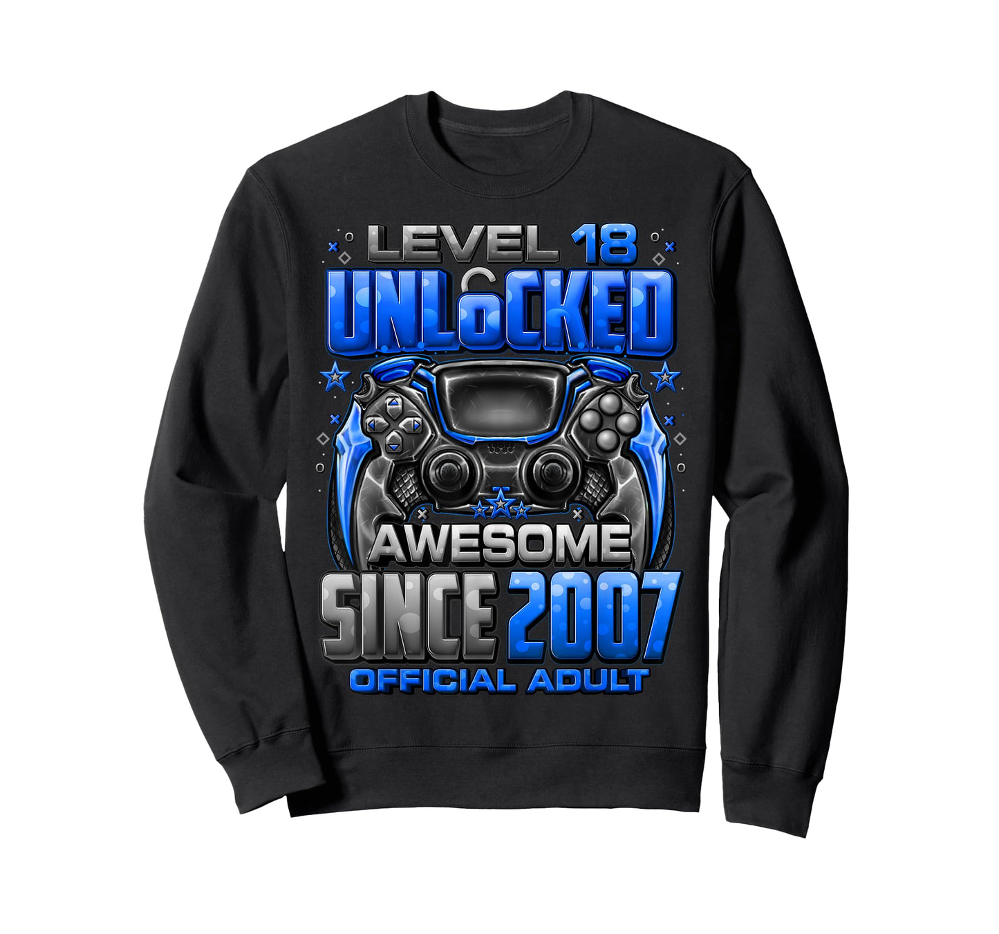 Level 18 Unlocked Awesome Since 2007 18th Birthday Gaming T-Shirt