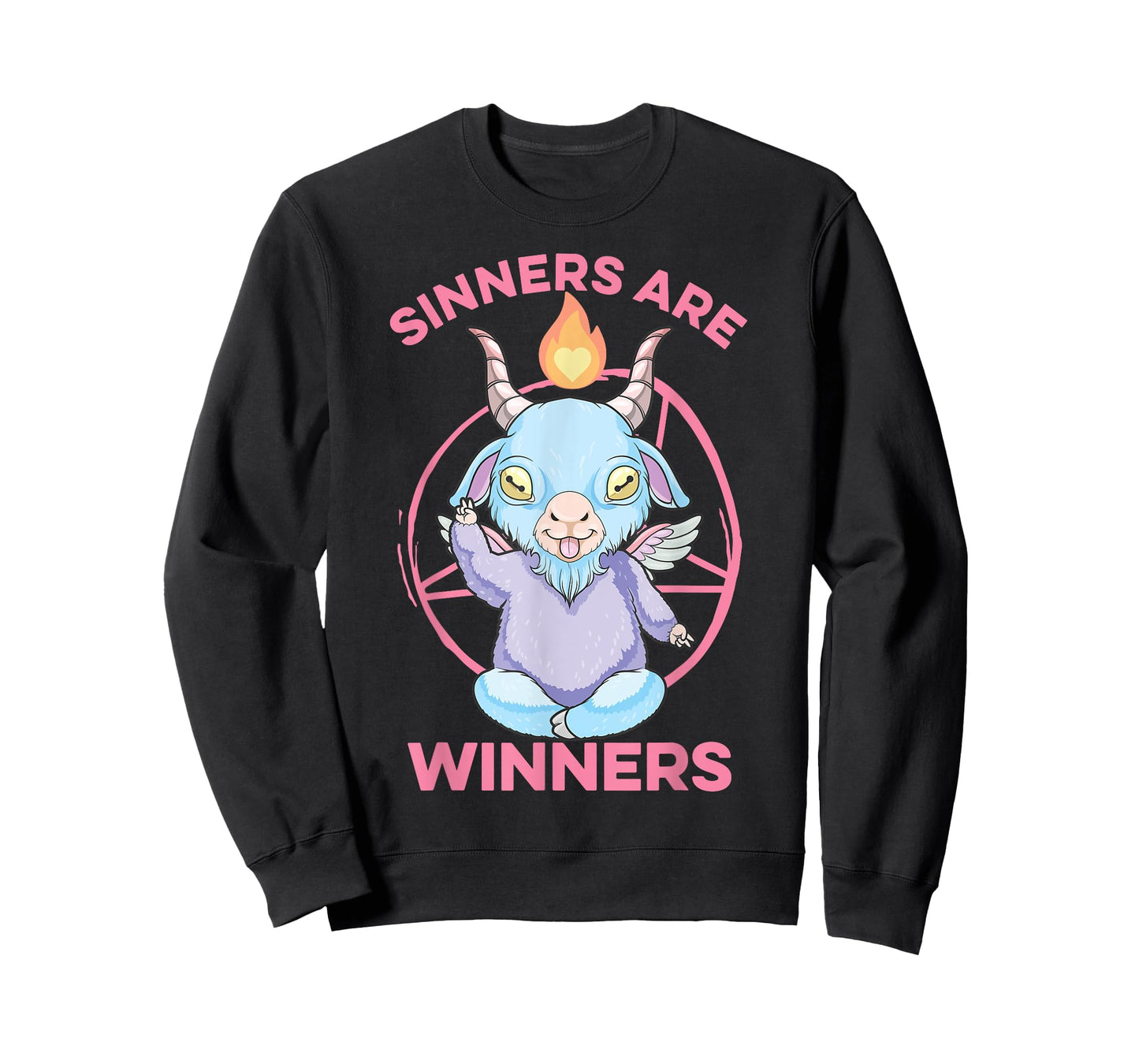 Pastel Goth Baby Baphomet Sinners Are Winners Anime Nu Goth T-Shirt