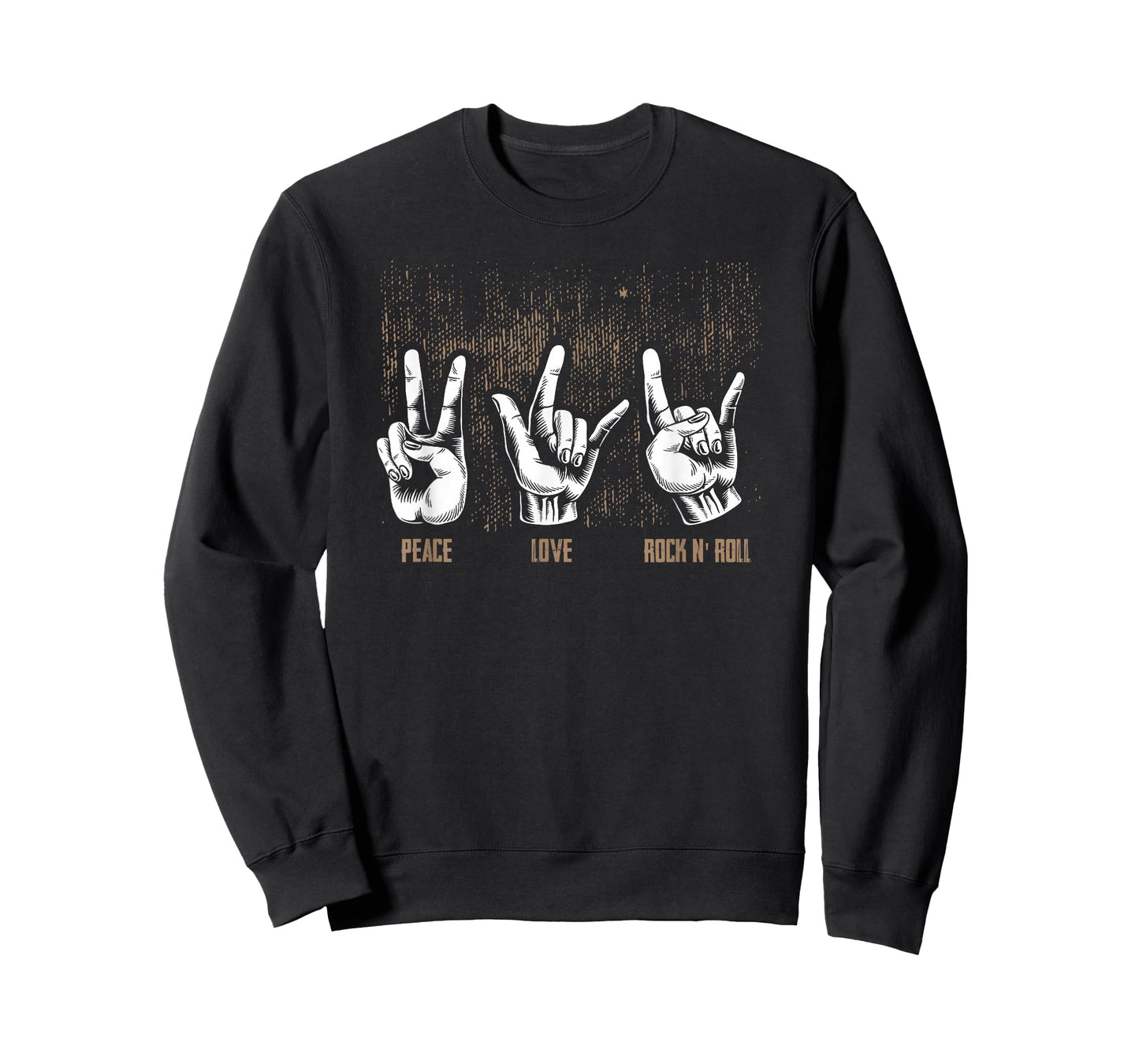 Peace Love Rock and Roll Guitar Hippie Hand Signs T-Shirt