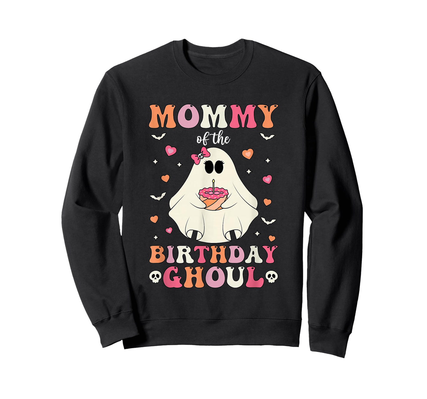 Mommy Of The Birthday Ghoul Groovy Halloween Ghost 2024 T-Shirt