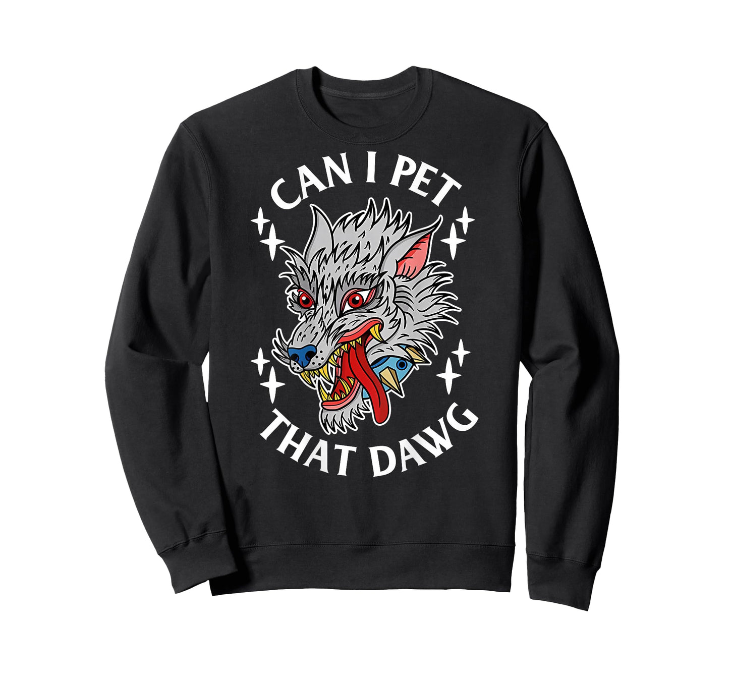 Can I Pet That Dawg Can I Pet That Dog Wolf Tattoo Art Back T-Shirt