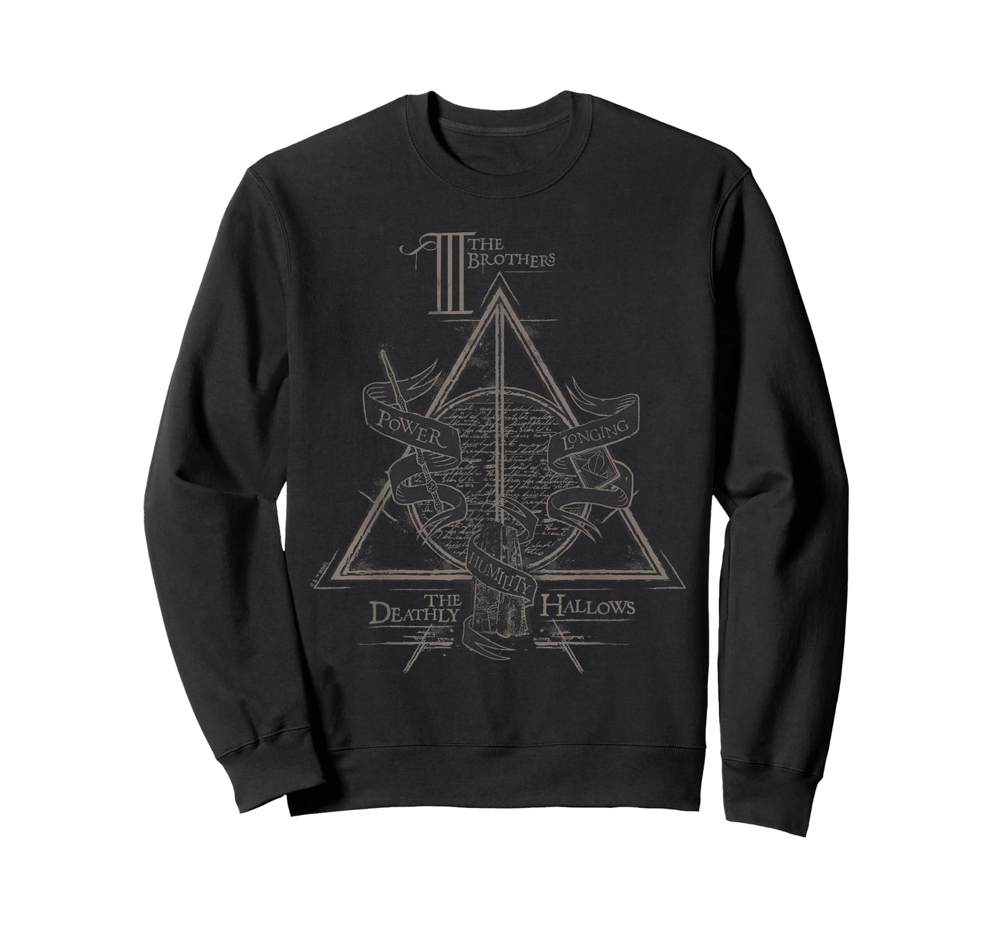 Harry Potter Black Three Brothers Deathly Hallows T-Shirt, Unisex, Small, Short Sleeve, Cotton 100%