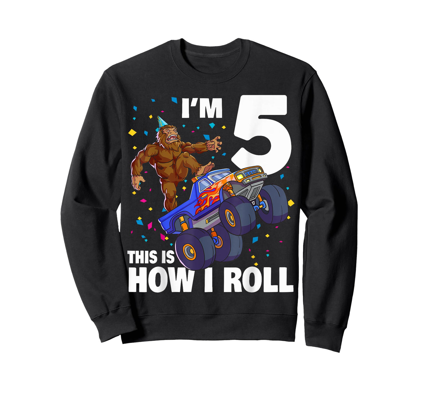 I'm 5 Bigfoot Sasquatch Monster Truck Kids 5th Birthday Boy T-Shirt