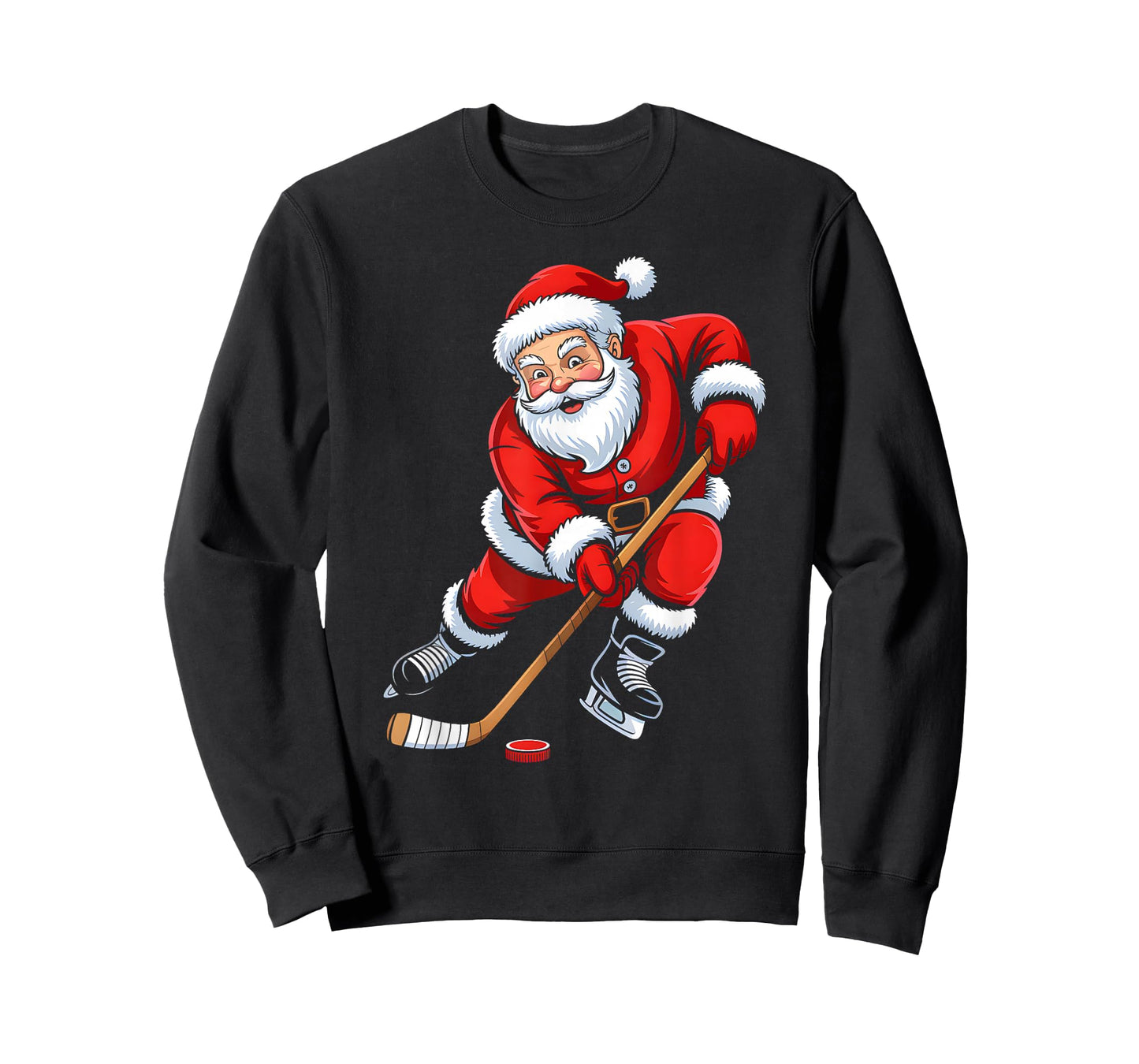 Christmas Santa Playing Ice Hockey Boys Men Xmas Pajamas T-Shirt
