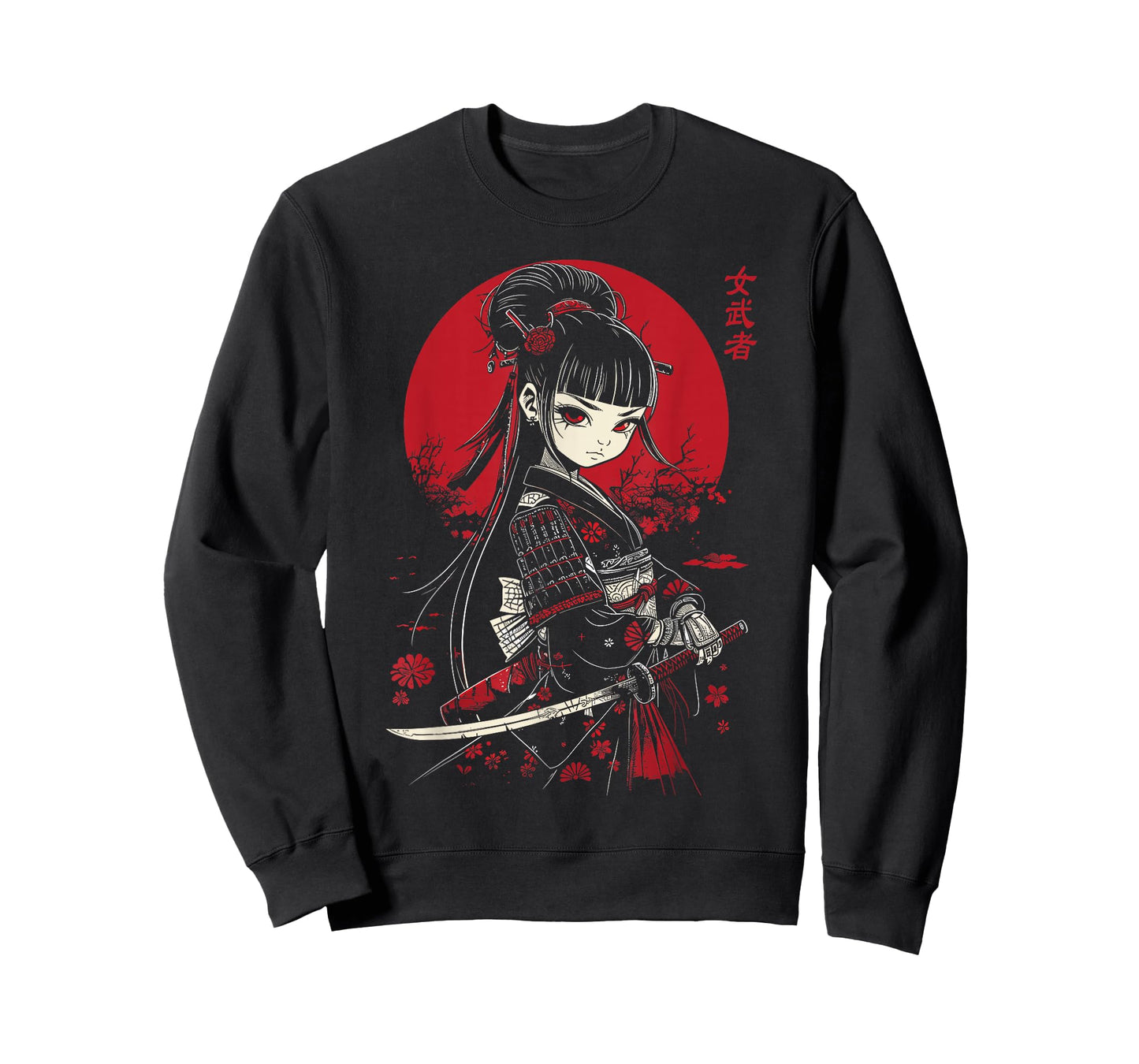 Japanese Gothic Kawaii Anime Samurai Cat Mom Woman Girls T-Shirt