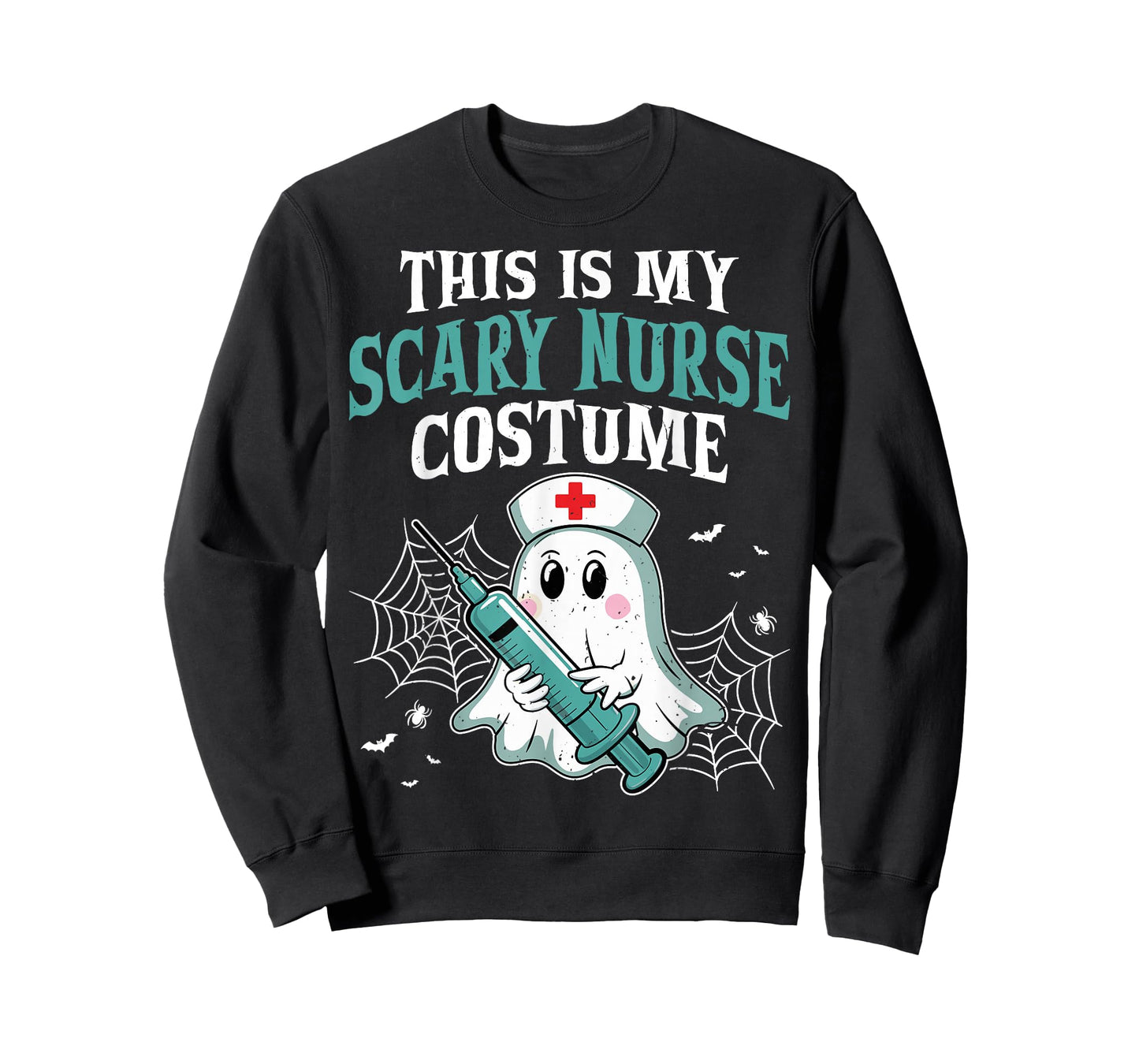 Scary Nurse Costume Ghost Syringe Funny Halloween T-Shirt