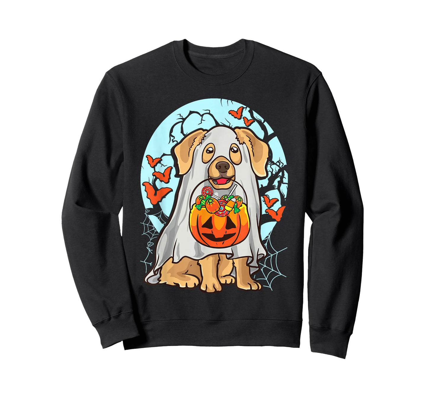 Cute Halloween Dog Ghost Costume Trick Treat Pumpkin T-Shirt