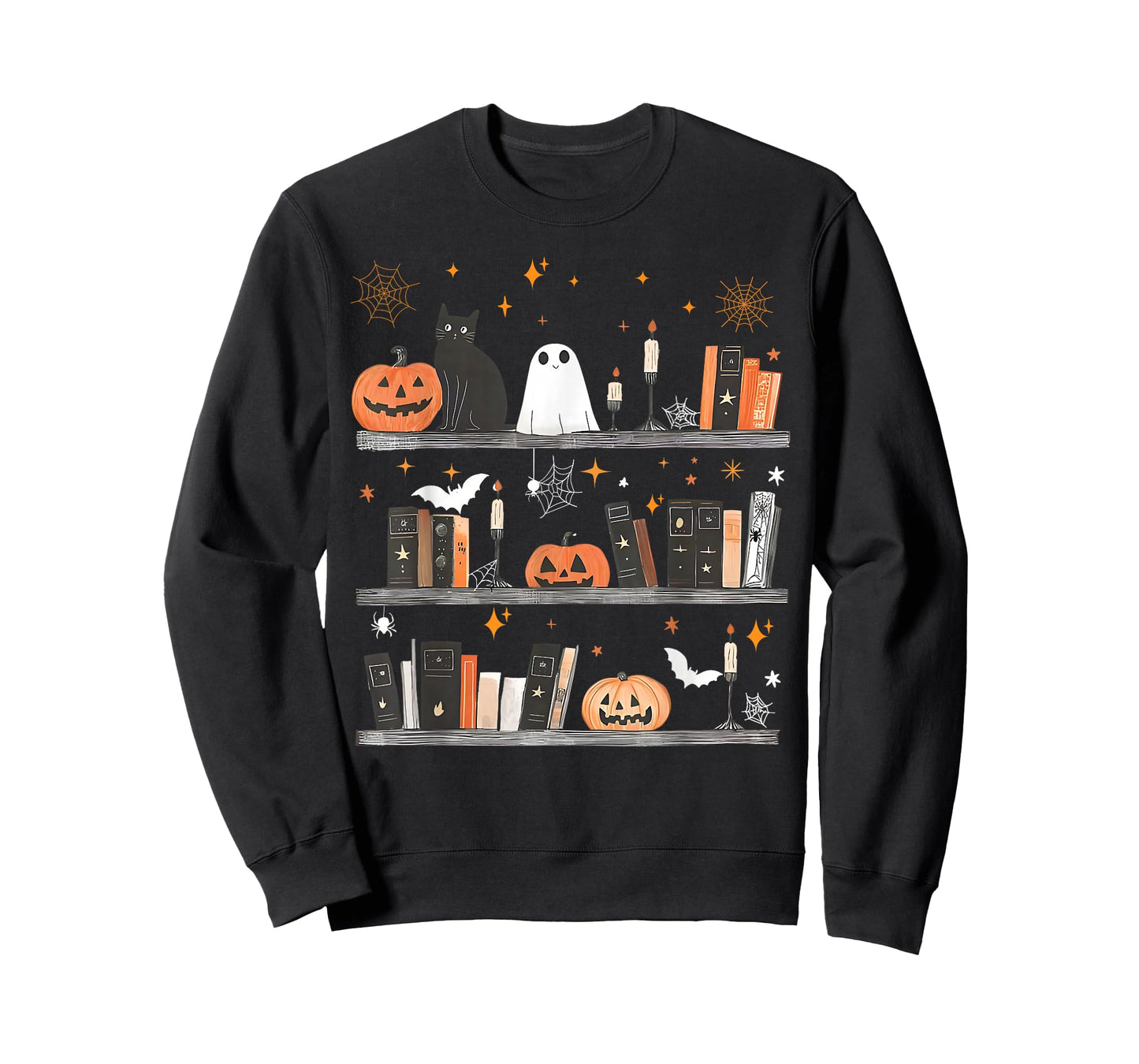 Halloween Library Ghost Books Teacher Spooky Trick Or Teach T-Shirt