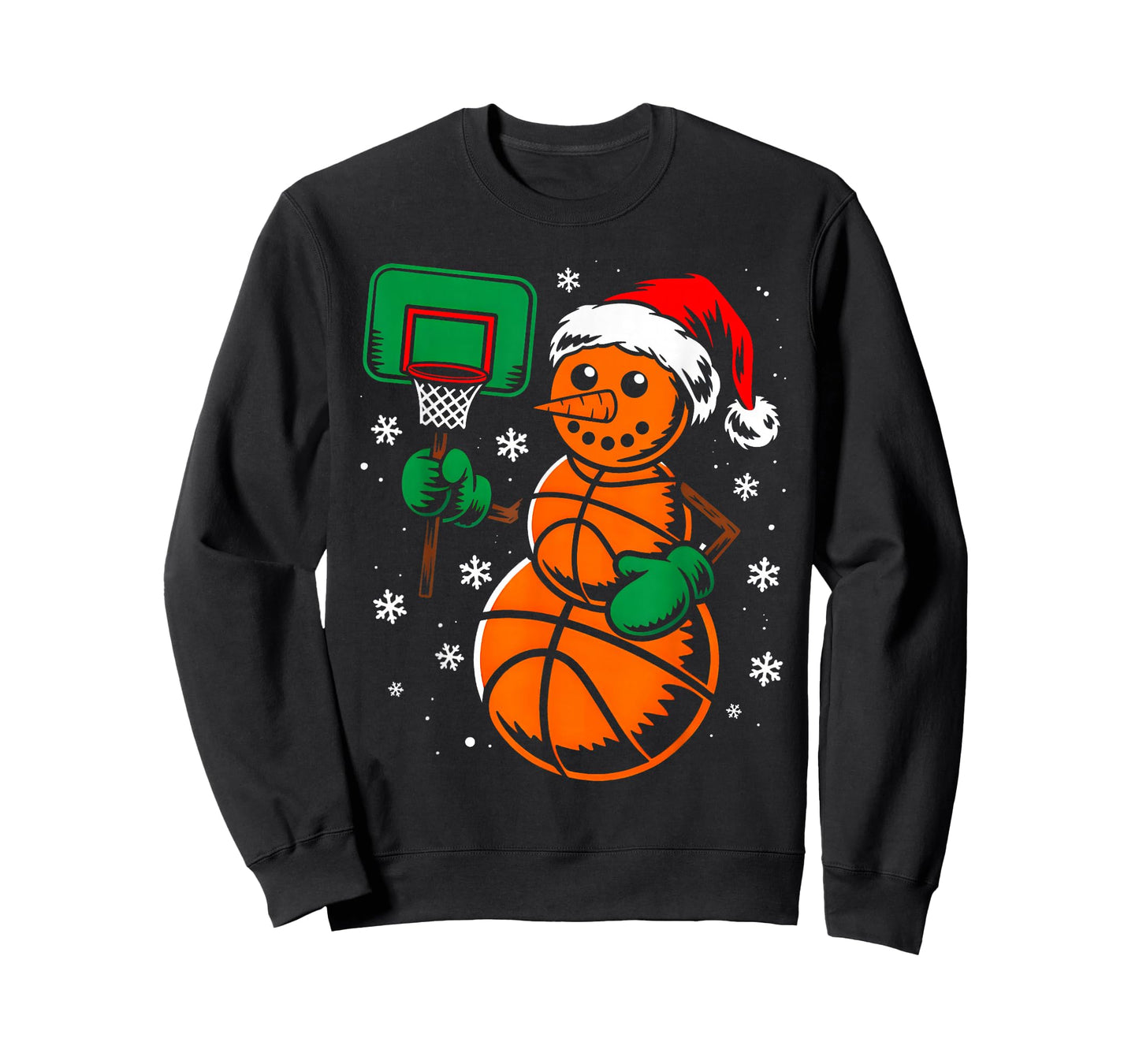 Basketball Santa Hat Snowman Xmas Funny Basketball Christmas T-Shirt