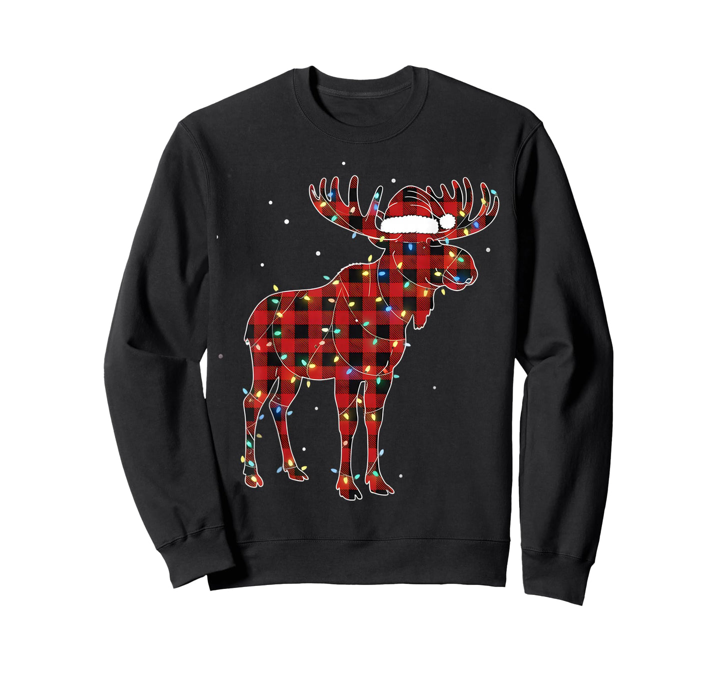 Moose Christmas Red Plaid Buffalo Pajama Matching T-Shirt