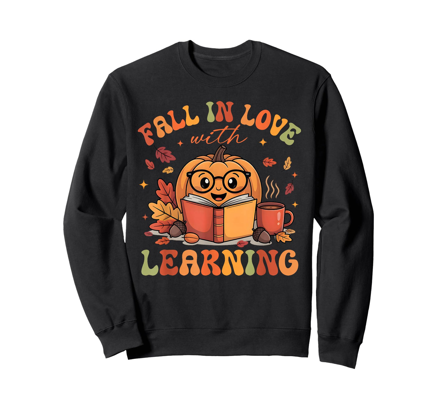 Fall in Love with Learning Autum Thanksgiving Teacher Kids T-Shirt