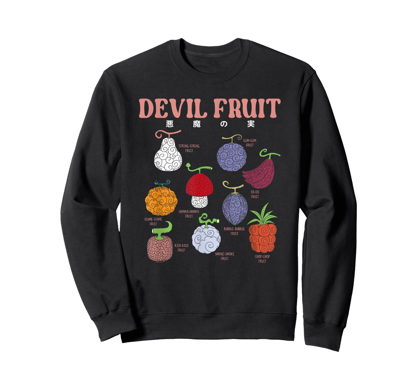 One Piece Anime Devil Fruit Varieties Illustration T-Shirt