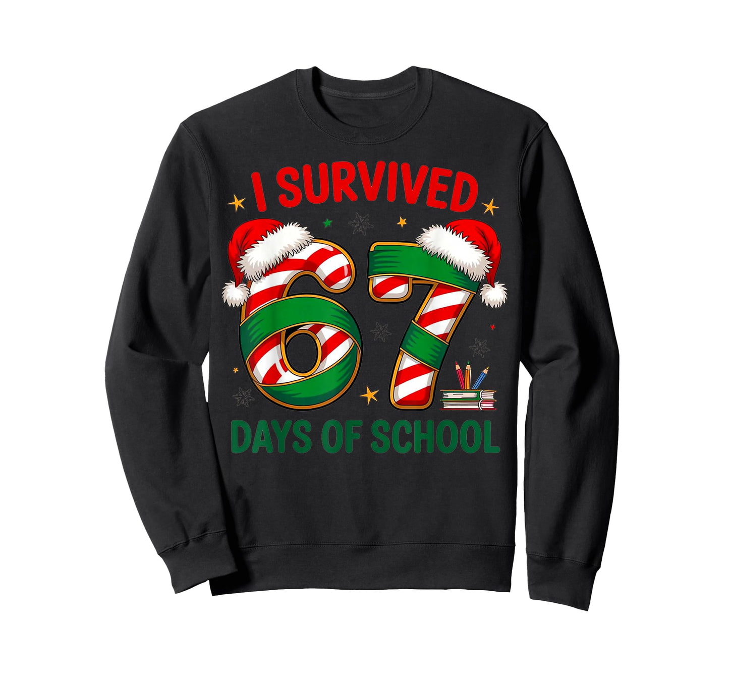 I Survived 67 Days of School Funny Teacher Xmas Design T-Shirt