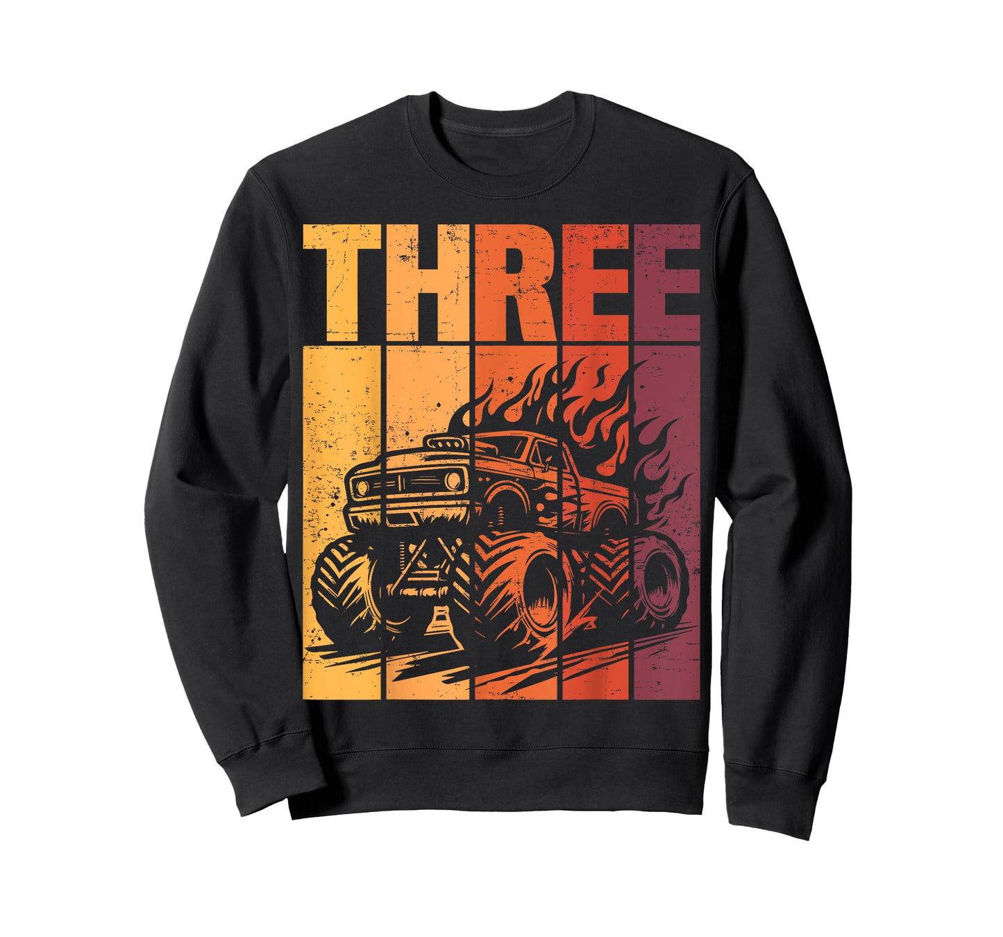 Retro Monster Truck 3rd Birthday Boy Three Year Old Kids T-Shirt