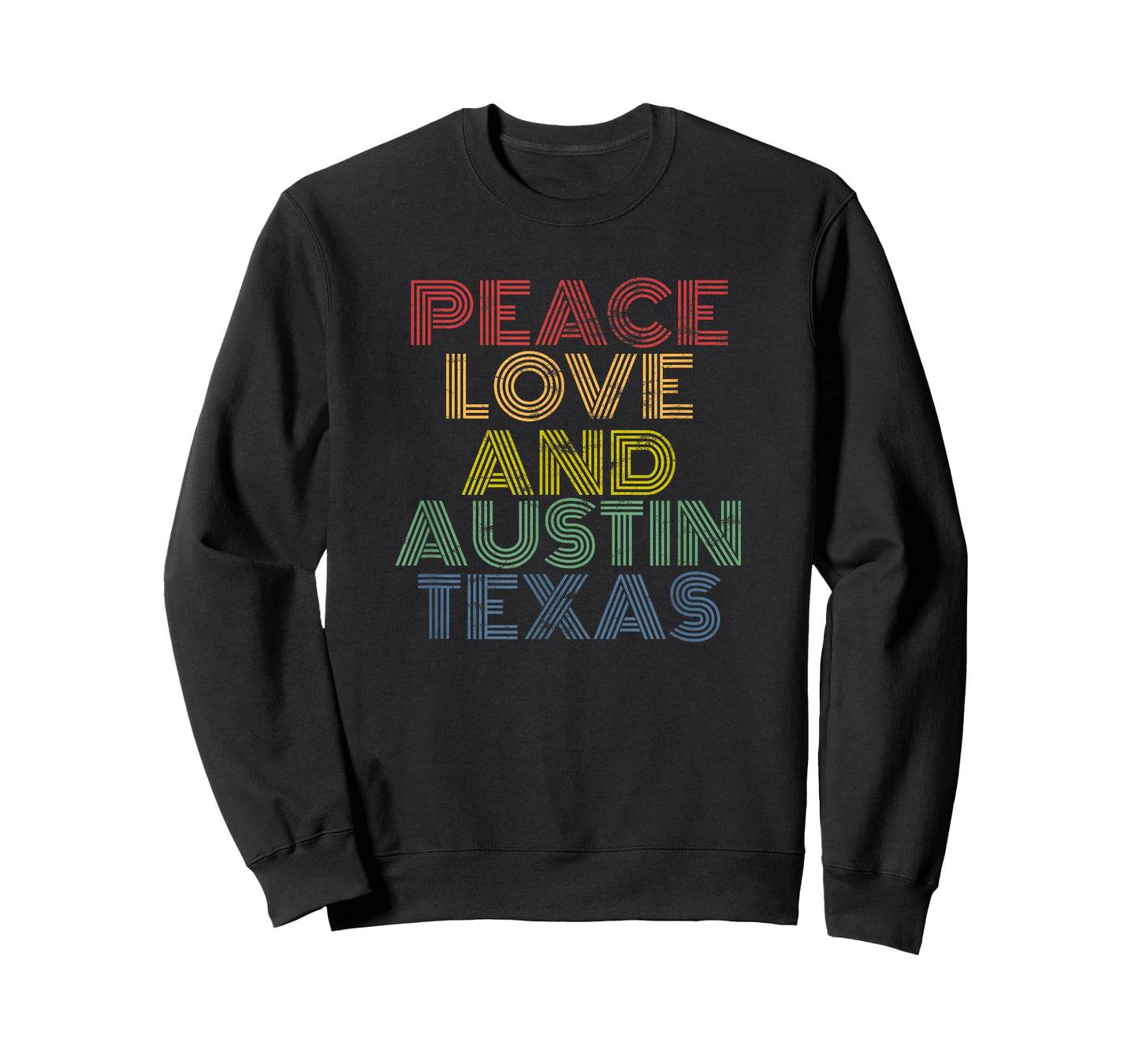 Austin Texas Peace Love Retro Bold Distressed Look T-Shirt