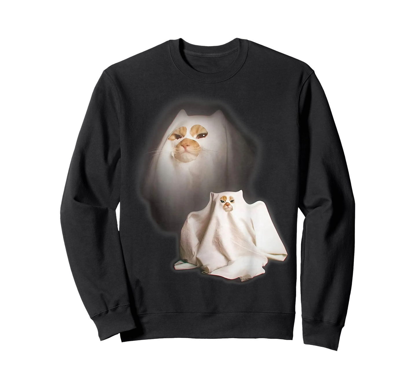 Ghost Cat Meme Funny Halloween Men Women Kids T-Shirt