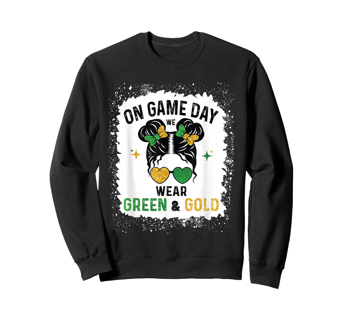 On Gameday We Wear Green and Gold Messy for Men Women Kids T-Shirt