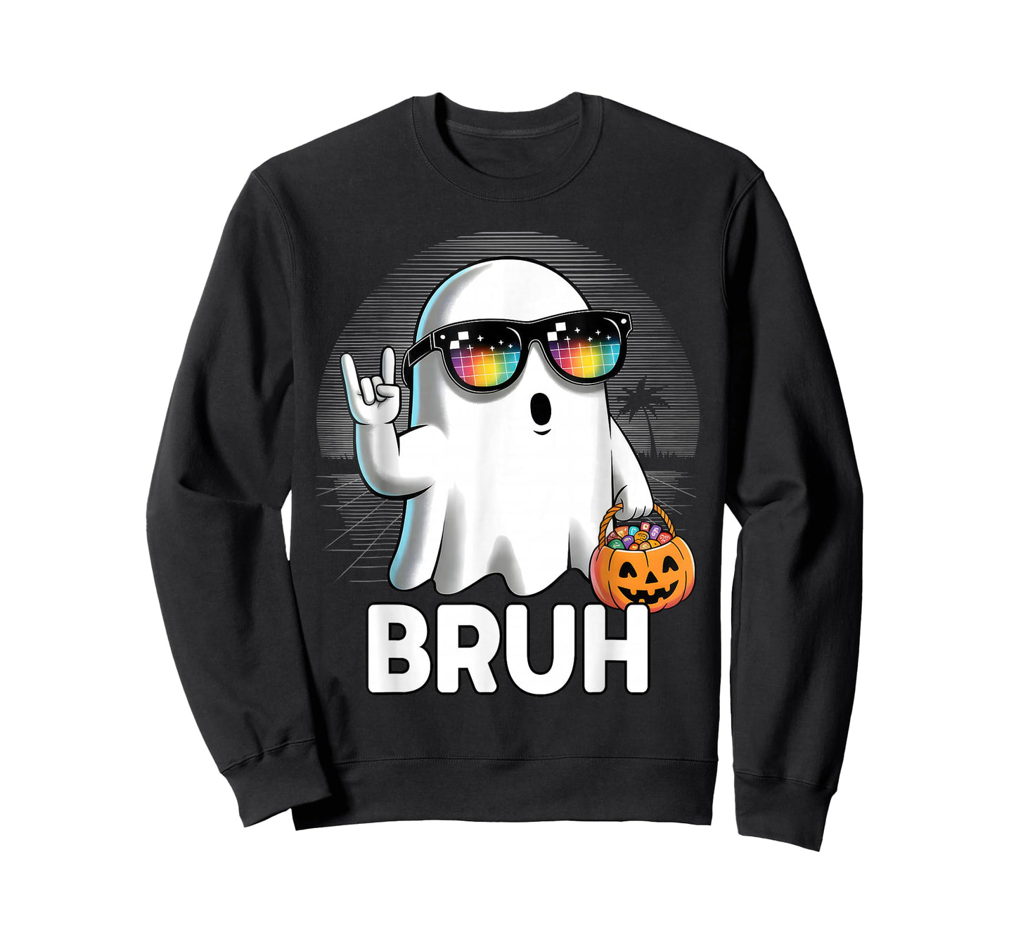 Bruh Funny Ghost Halloween Costume Boys Teens Kids T-Shirt