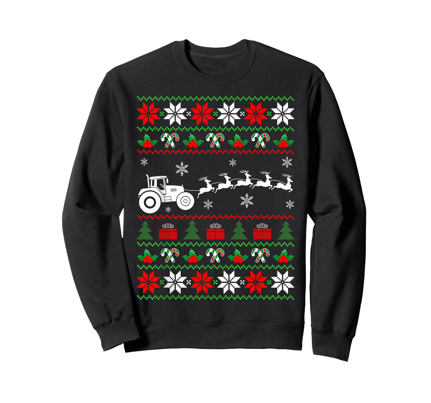 Farm Tractor Reindeer Ugly Christmas Sweater Xmas Farmer T-Shirt