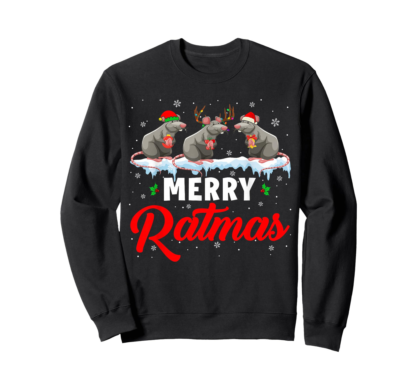 Merry Ratmas Funny Santa ELF Reindeer Rat Christmas Light T-Shirt