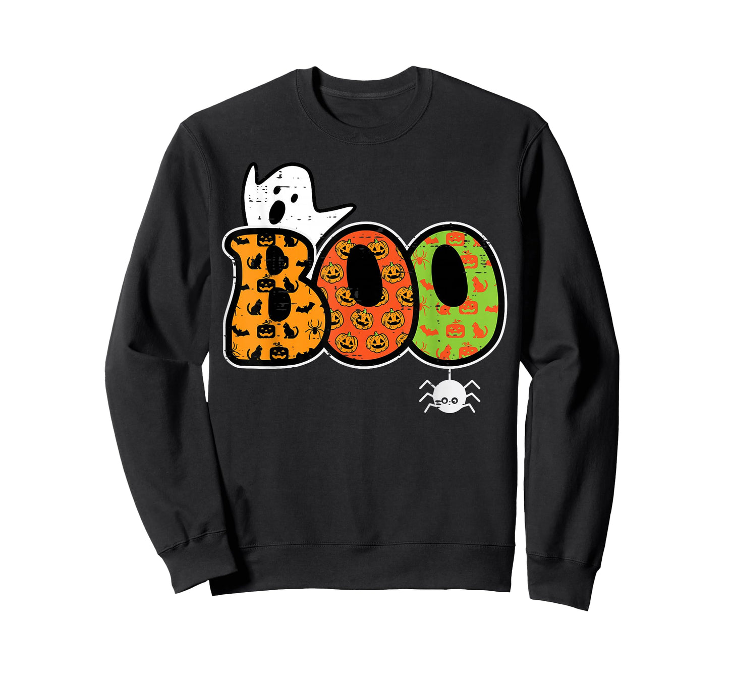 Boo Ghost Spider Retro Groovy Halloween Men Women Kids T-Shirt
