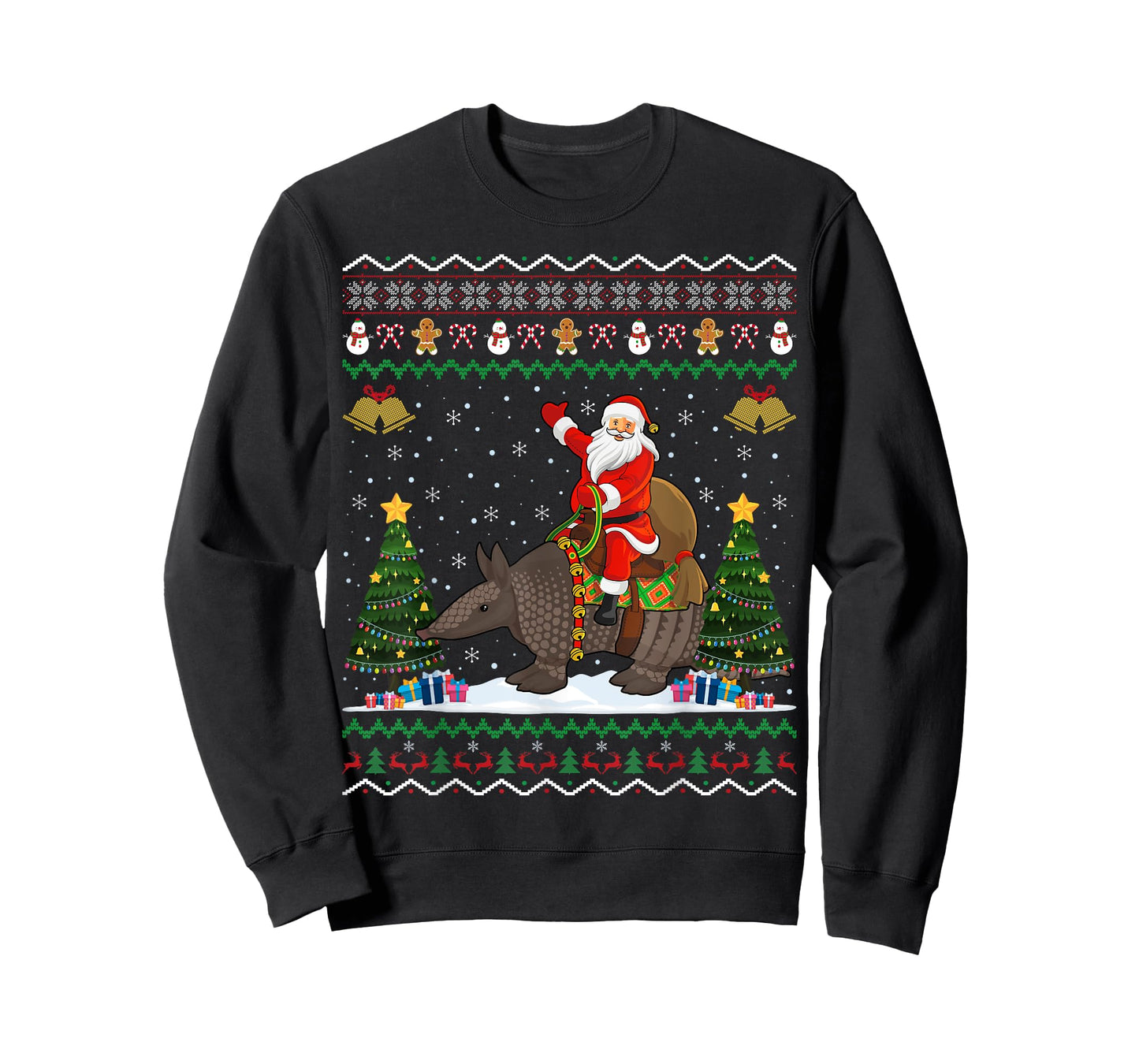 Armadillo Ugly Xmas Gift Santa Riding Armadillo Christmas T-Shirt