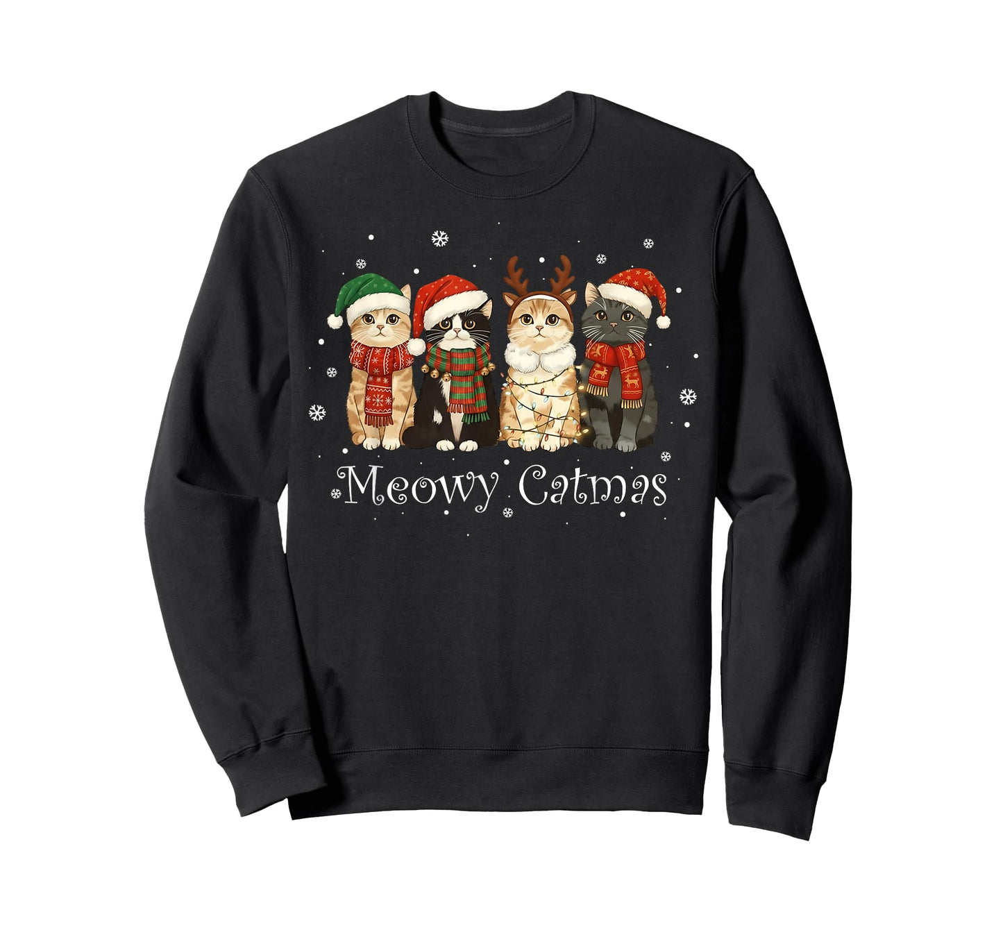 Meowy Catmas Cat Christmas Tree Xmas Girls Boys Funny Cat T-Shirt