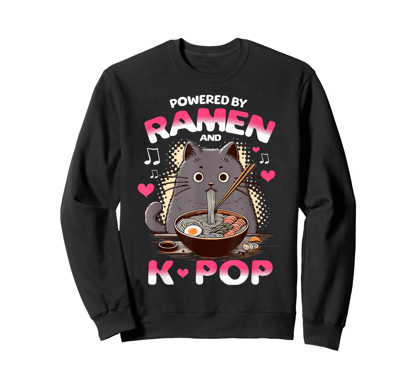 Powered by Ramen and K Pop Funny Anime Korean Music Manga T-Shirt