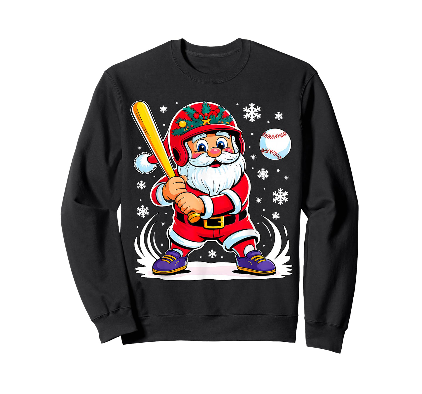 Funny Santa Baseball Christmas Pajamas Xmas Men Boy Kids T-Shirt