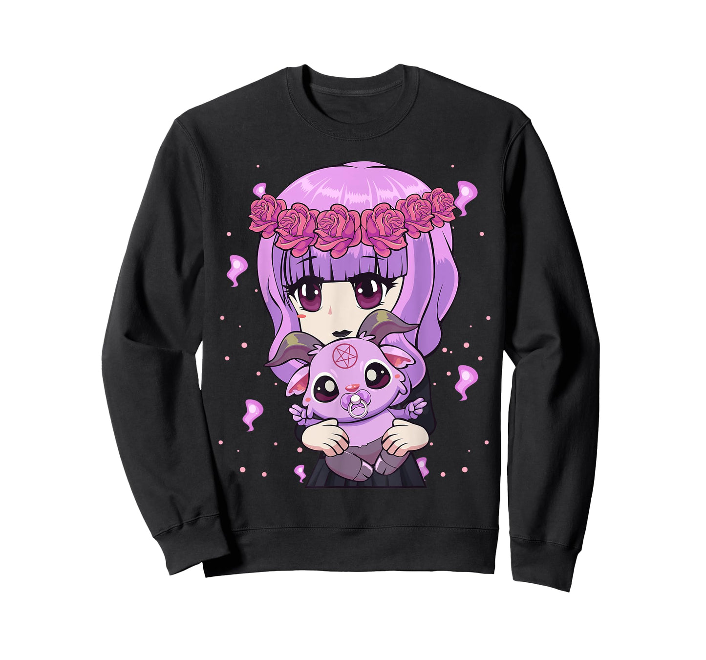 Anime Kawaii Pastel Goth Girl with Cute Baby Baphomet T-Shirt