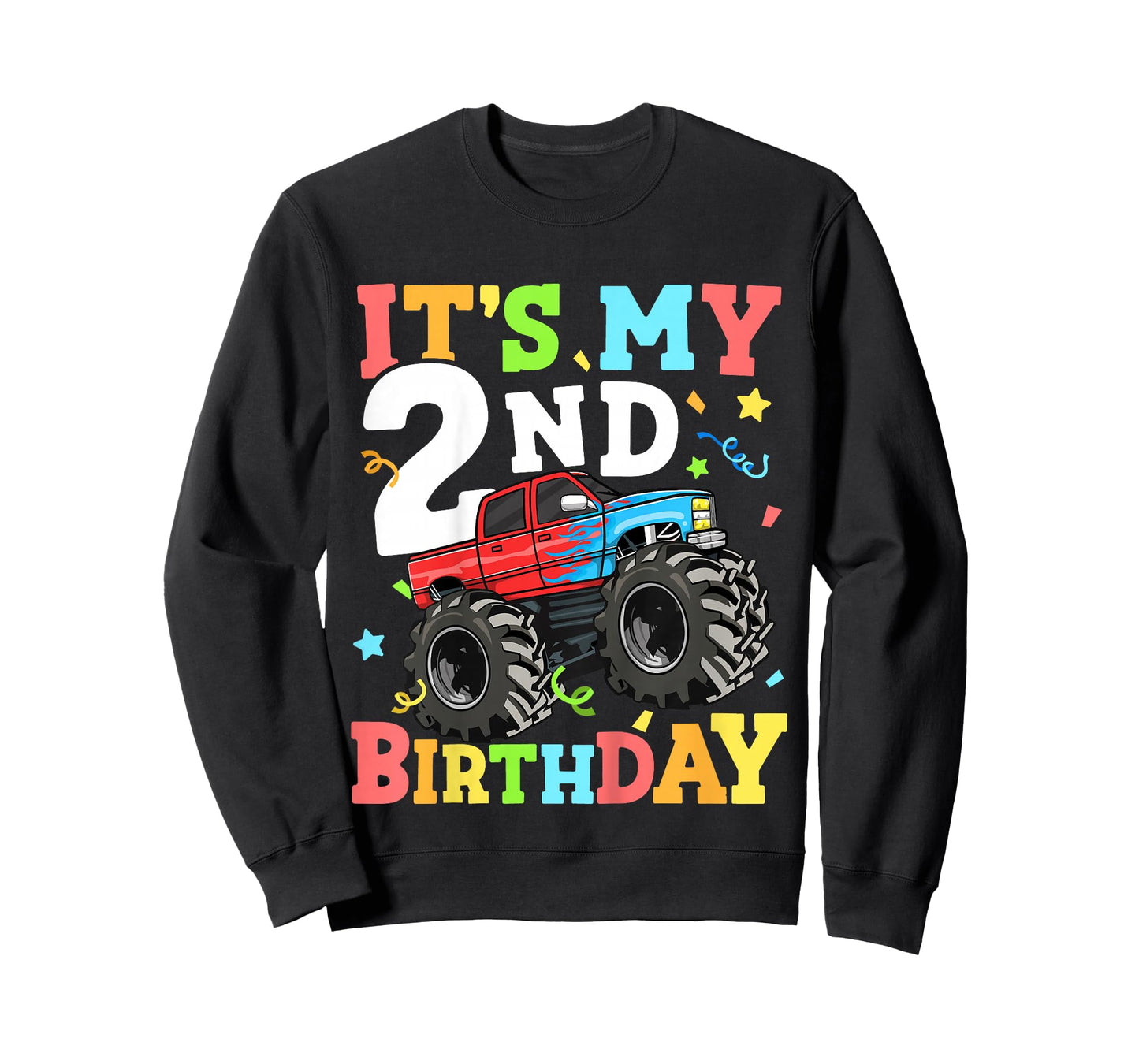 Kids Monster Truck It's My 2nd Birthday Boy Two 2 Toddler T-Shirt