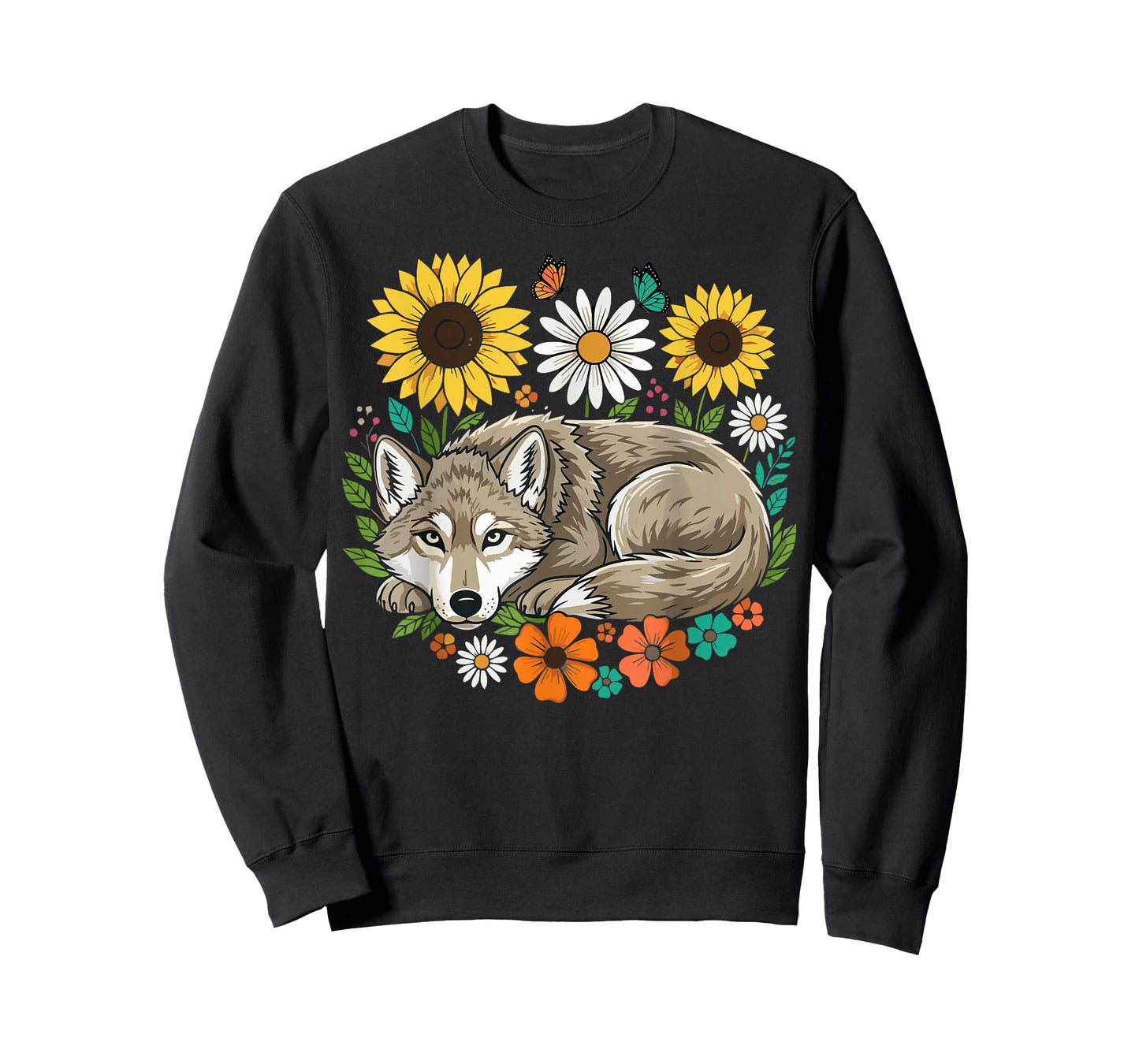 Wolf with Flowers T-Shirt