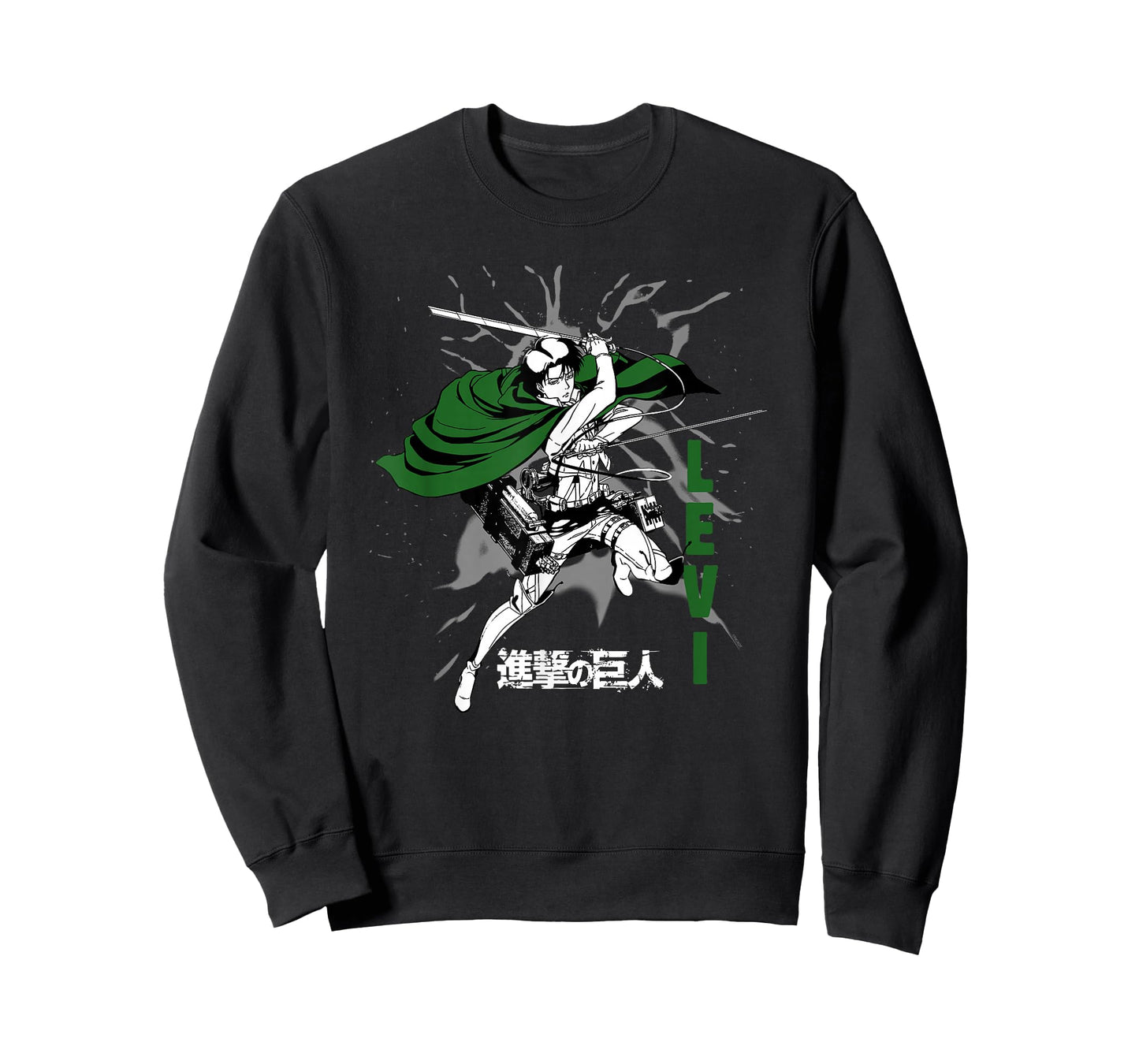 Attack on Titan Levi Swirls Attack Pose and Logo Anime T-Shirt
