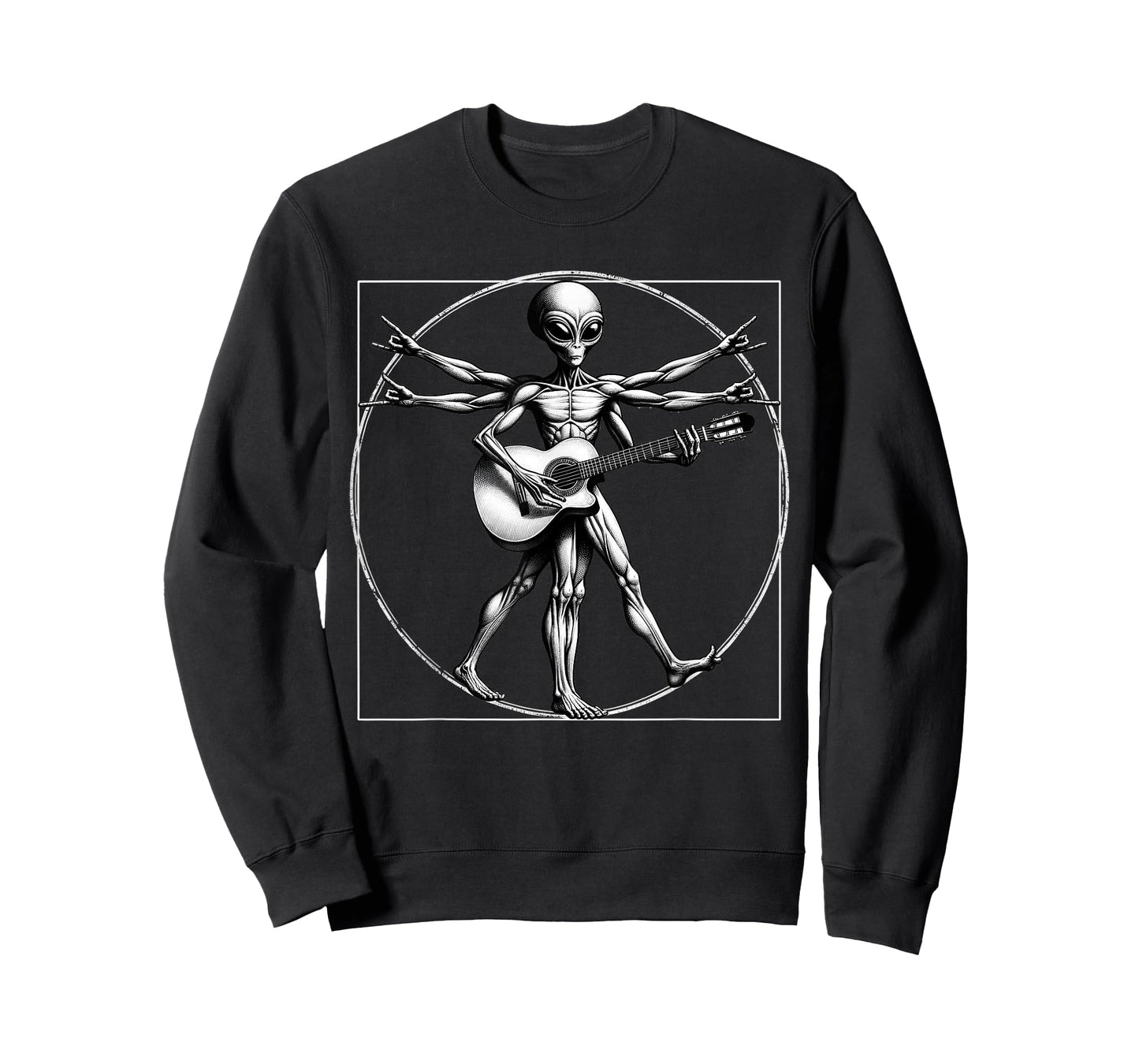 Vitruvian Man Alien Guitarist Funny Music Festival Rock On A T-Shirt