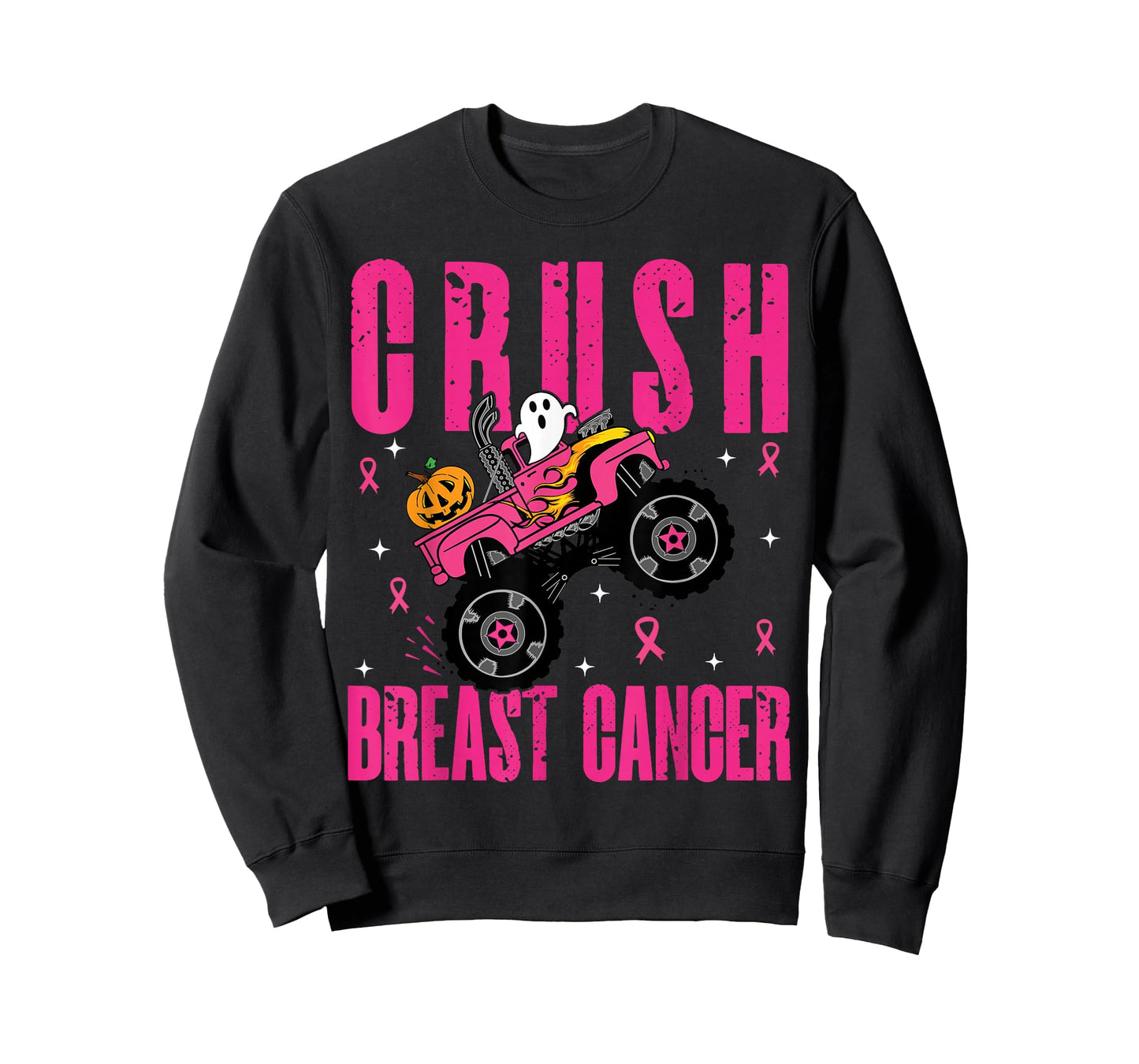Crush Breast Cancer Awareness Monster Truck Halloween kids T-Shirt